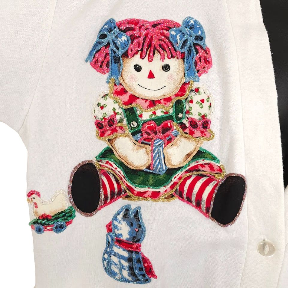 Vintage VINTAGE Raggedy Anne Christmas Cardigan Sweatshirt Womens XL Made In USA Size XL / US 12-14 / IT 48-50 - 3 Thumbnail