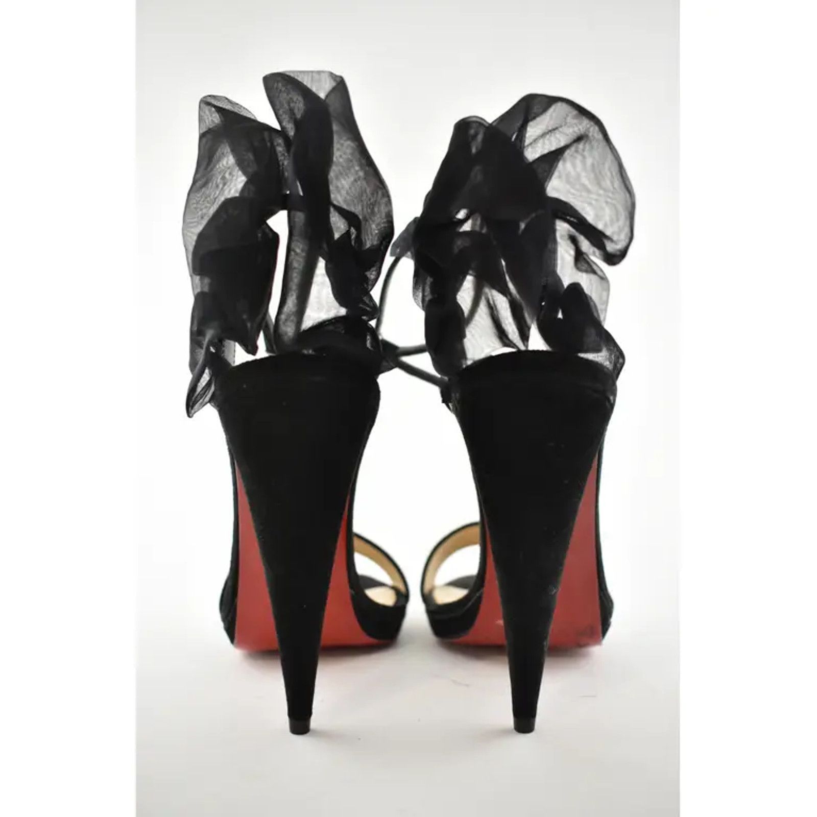 Christian Louboutin Jacqueline De 120 Black Suede Ankle Strap Cone Heel Pump 37 Size US 7 / IT 37 - 11 Thumbnail