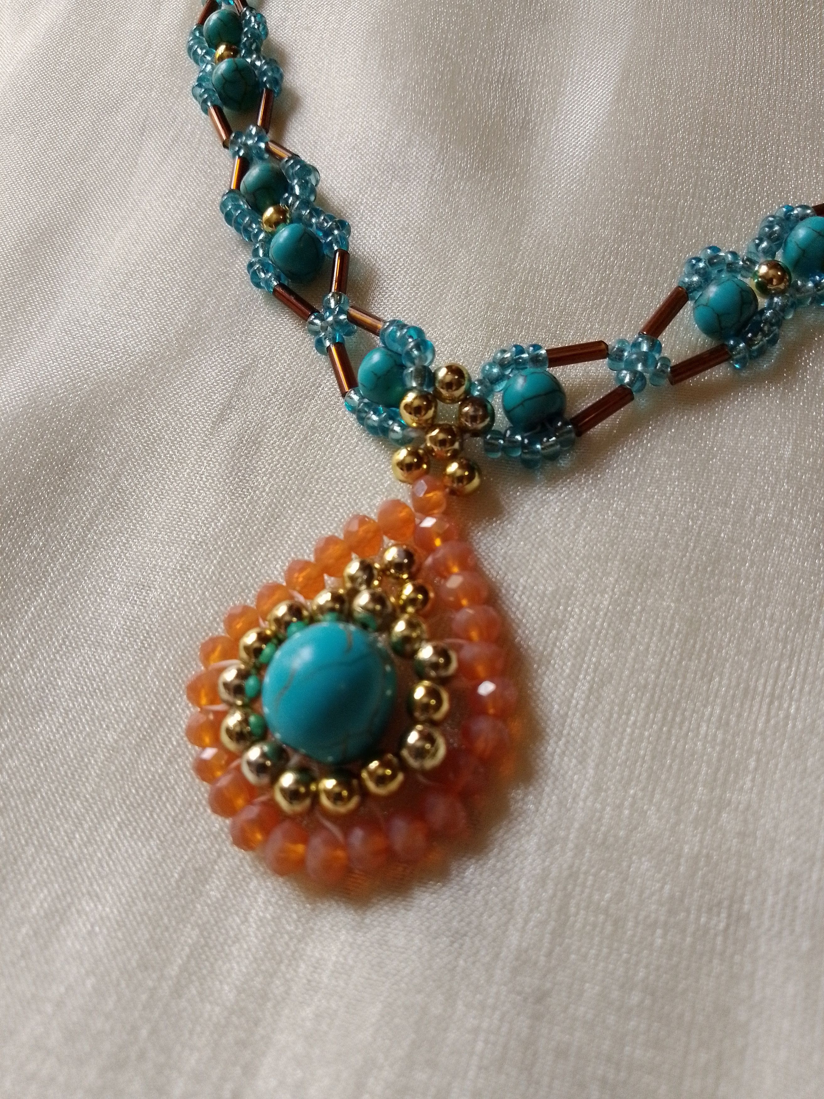 Handmade Necklace with natural turquoise gemstones and pendant Size ONE SIZE - 5 Thumbnail