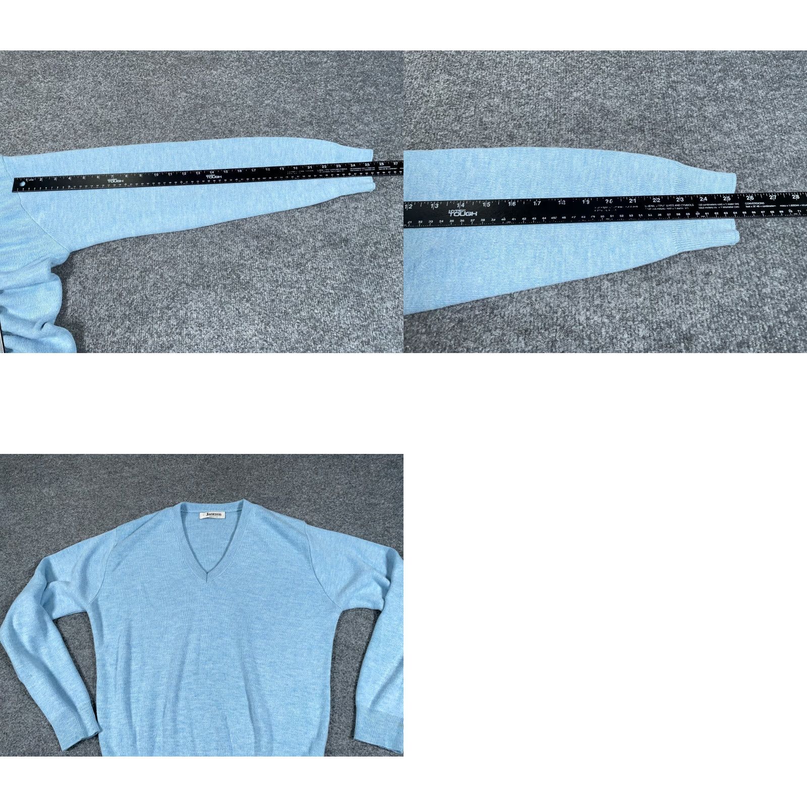 Jantzen VINTAGE Jantzen V-Neck Sweater Adult Large Light Blue Acrylic Preppy 80s Mens Size US L / EU 52-54 / 3 - 8 Thumbnail