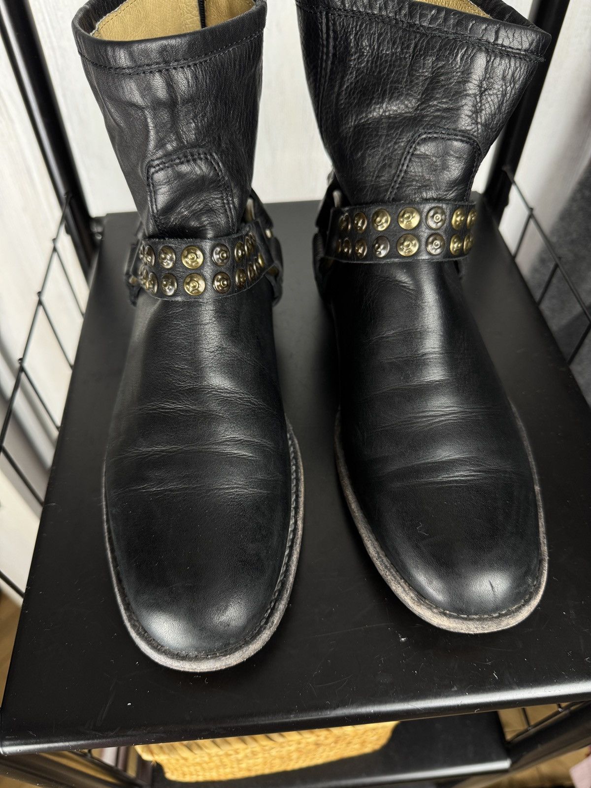 Frye Frye Phillip Studded Harness Boots Mid Calf Leather Studs 9B Size US 9 / IT 39 - 7 Thumbnail