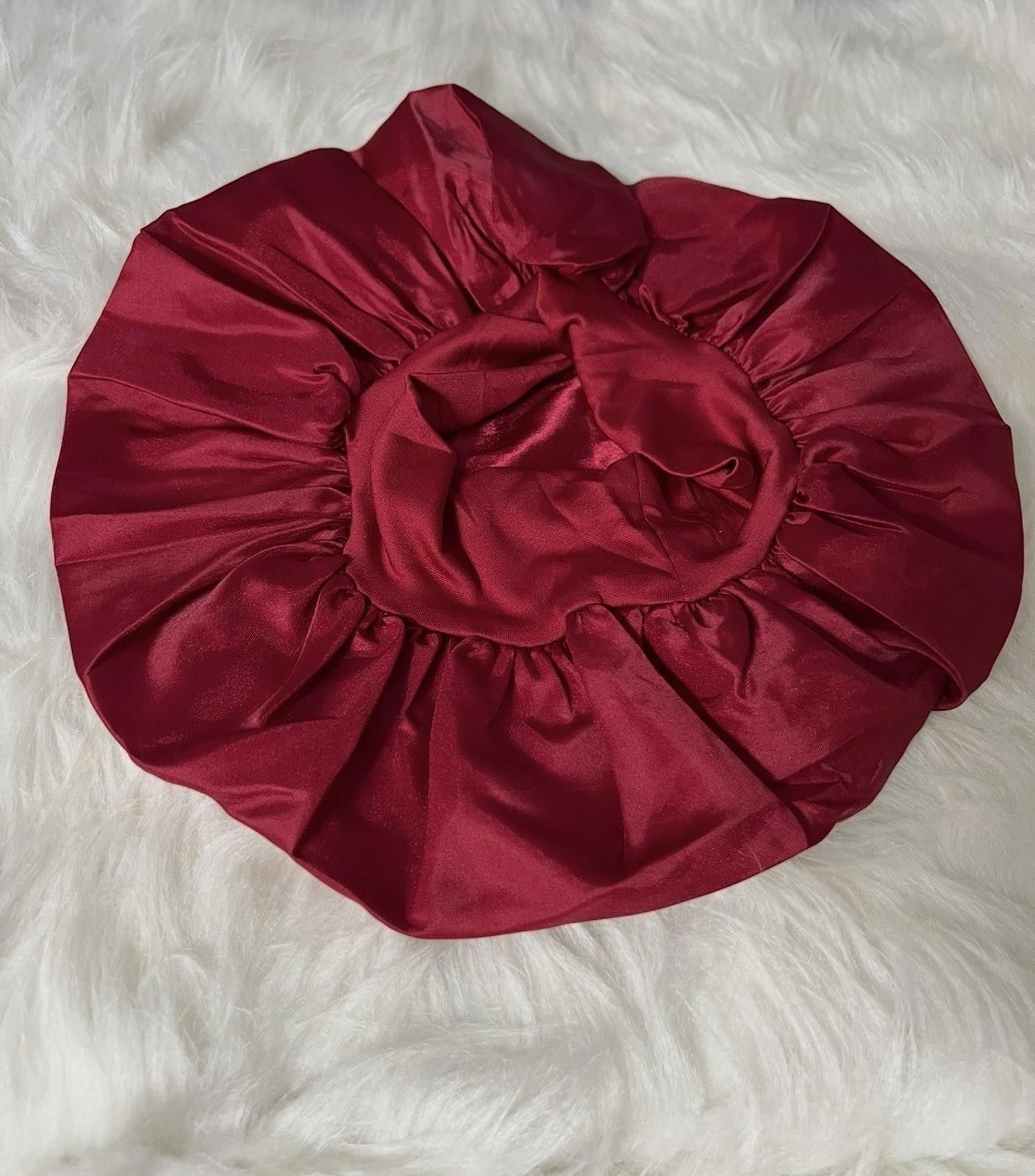 The Unbranded Brand Women’s Silk Bonnet Satin Hair Bonnet Burgundy Color Size ONE SIZE - 1 Thumbnail