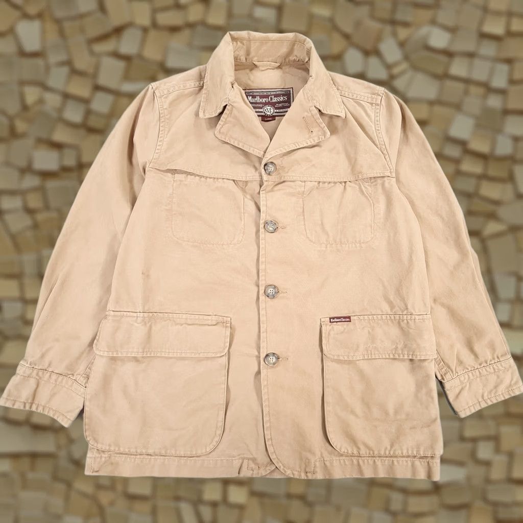 Marlboro VINTAGE Marlboro Classics Jacket Mens Beige Large Chore Field Utility Canvas Cotton Size US L / EU 52-54 / 3 - 1 Thumbnail