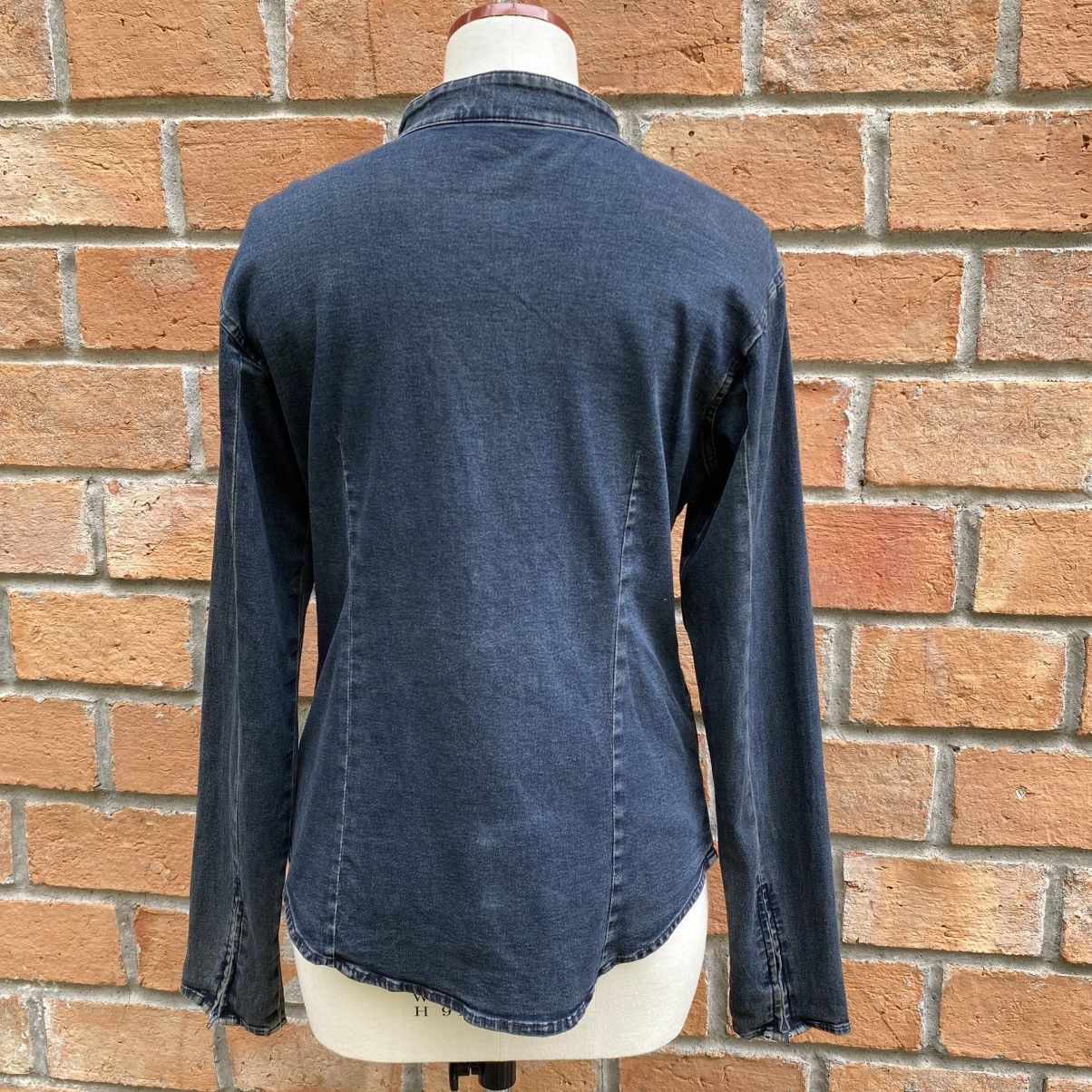 DKNY DKNY JEANS Denim Zip-Up Stand Collar Shirt Size S / US 4 / IT 40 - 4 Thumbnail
