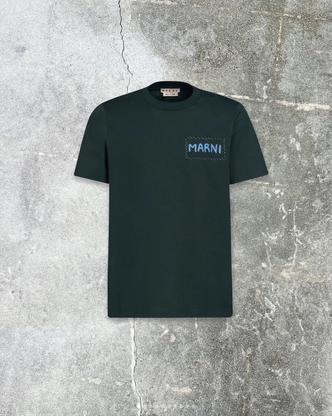 image of Green Organic Cotton T-Shirt With Marni Patch in Dark Green, Men's (Size XL)