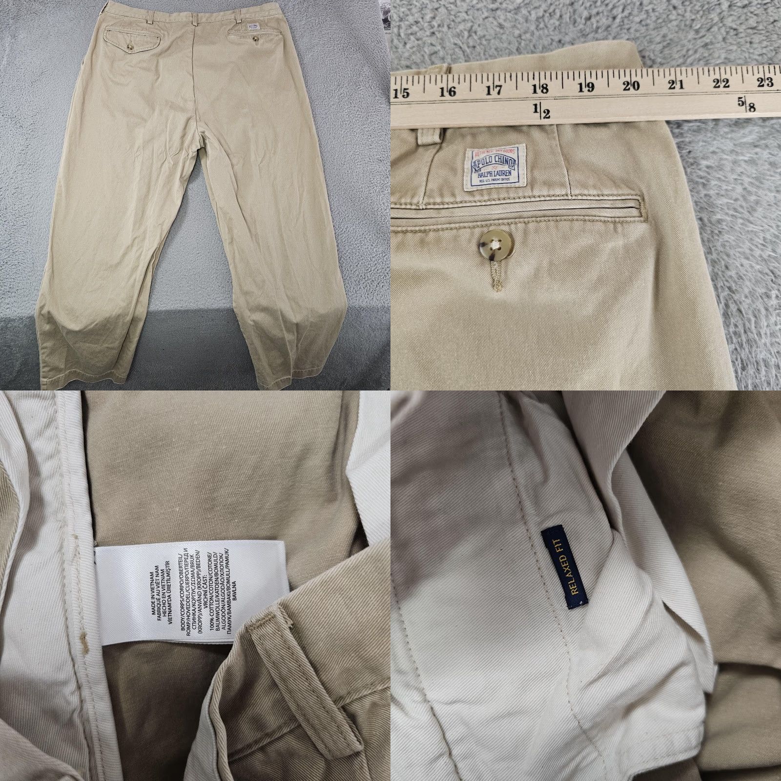 Polo Ralph Lauren Polo Ralph Lauren Pants Mens 40x30 Chino Cotton Khaki Relaxed Pleated Front Zip Pockets Vintage? Size US L / EU 52-54 / 3 - 8 Thumbnail