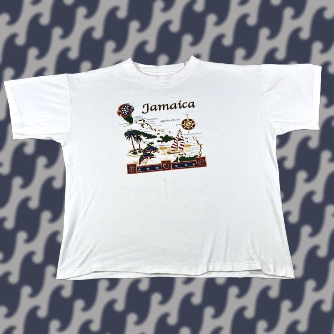 Vintage VINTAGE Jamaica Graphic T-Shirt Large White Cotton Map Size Size L / US 10 / IT 46 - 1 Thumbnail