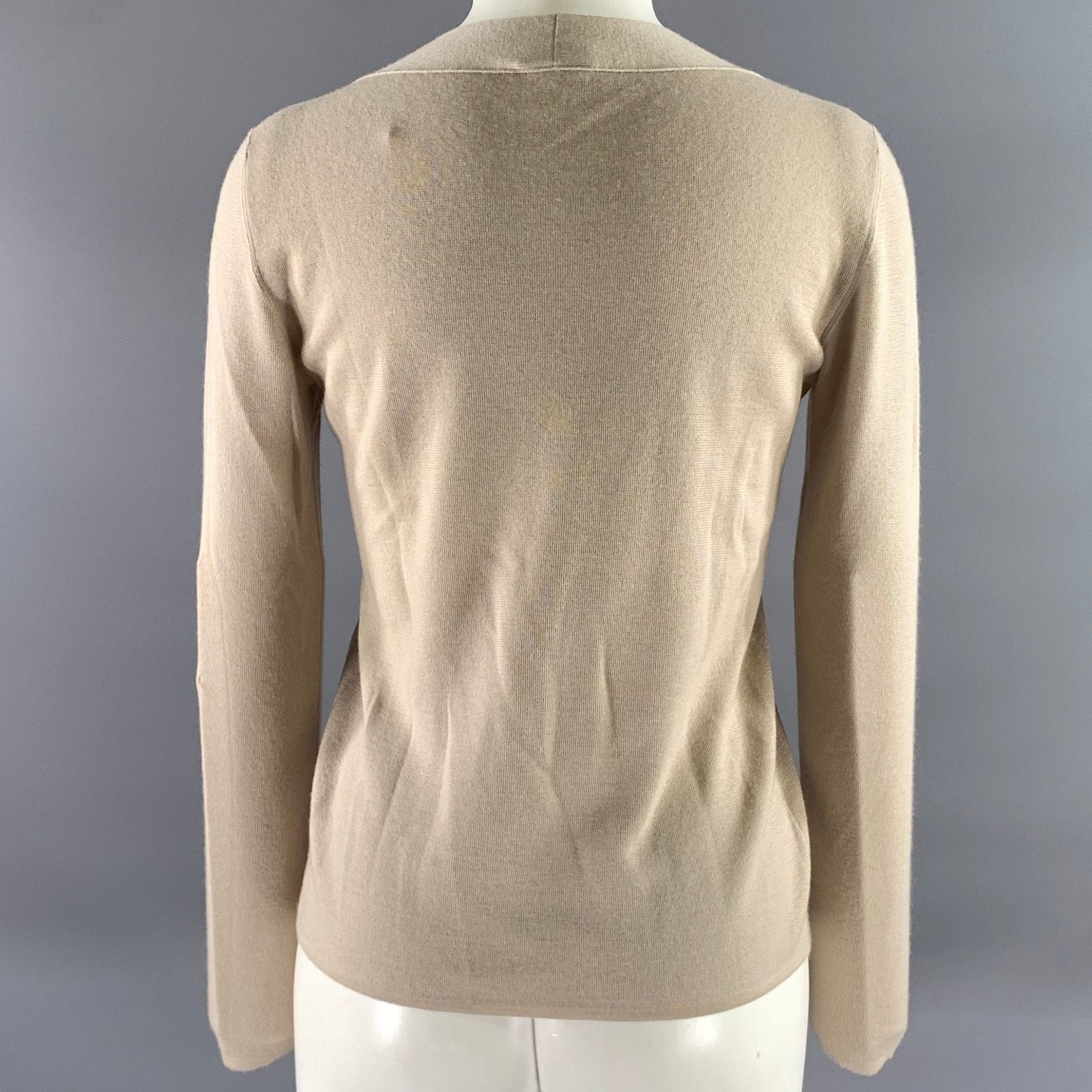 Akris AKRIS Size 6 Beige Cashmere Blend Ribbed Scoopneck Sweater Size M / US 6-8 / IT 42-44 - 4 Thumbnail