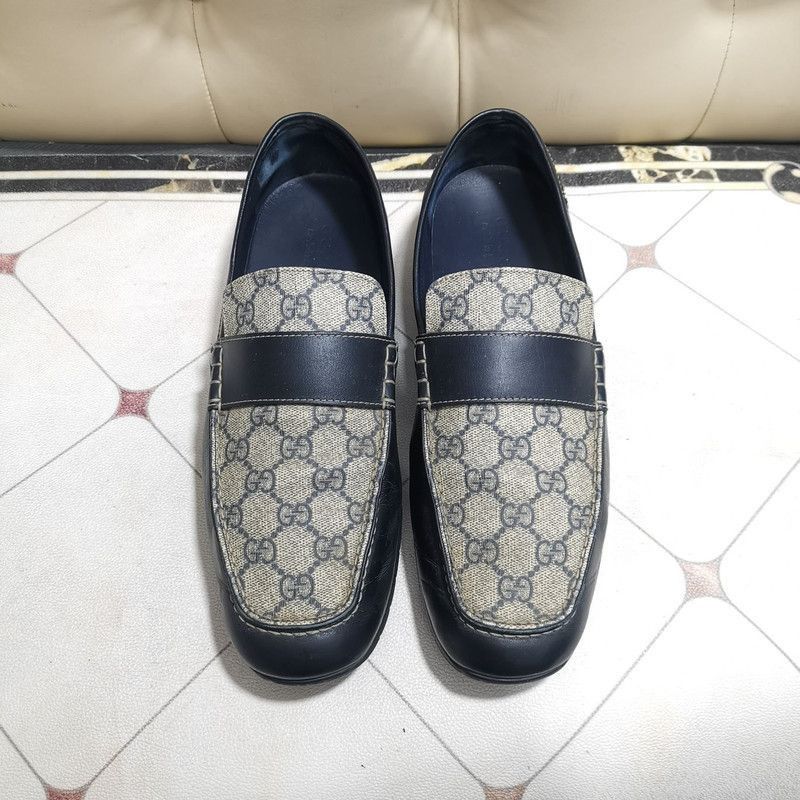 Gucci Gucci Blue GG Print Leather Loafers - Size US 11 / EU 44 - 9 Thumbnail