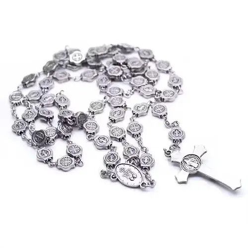 Other × Vintage Saint Benedict Rosary Necklace Chain Catholic Church Jesus Size ONE SIZE - 4 Thumbnail