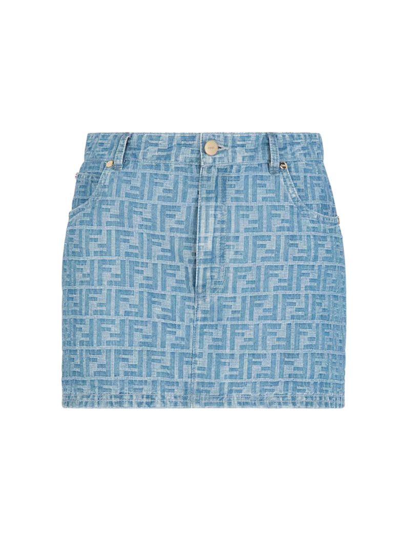 Fendi LIGHT BLUE FF DENIM SKIRT Size 27" / US 4 / IT 40 - 1 Thumbnail
