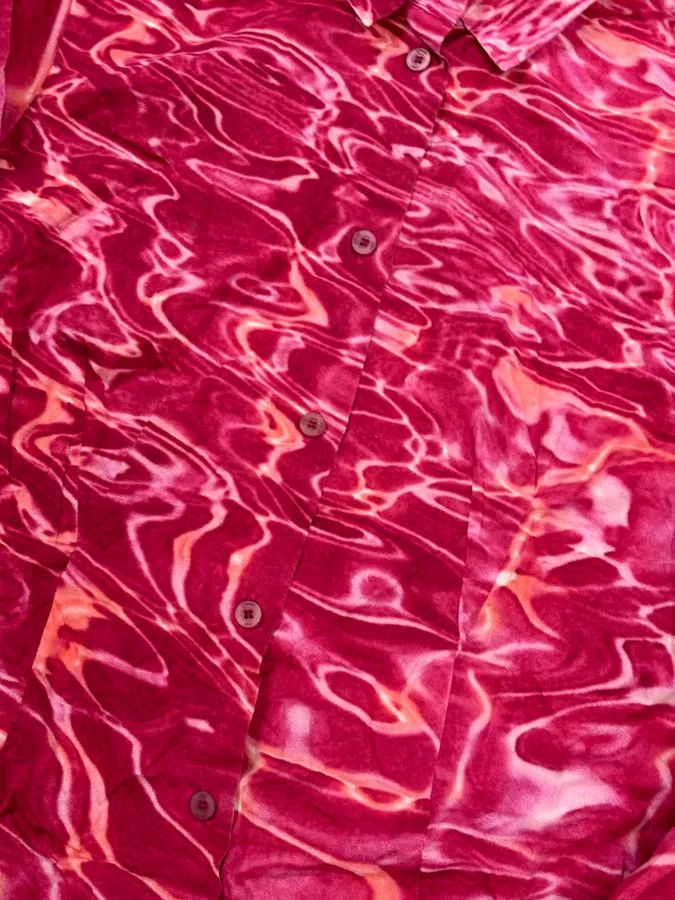 Just Cavalli 2000s Cavalli Fuchsia Pink Wave Abstract Tie-Dye Shirt Size S / US 4 / IT 40 - 9 Thumbnail
