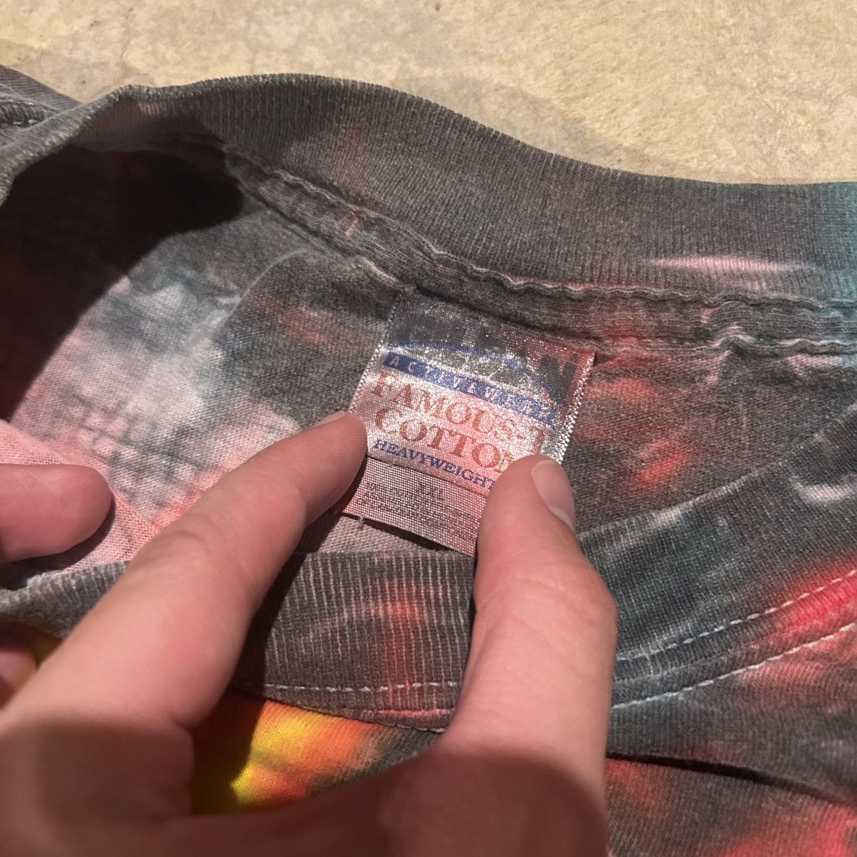 Vintage Vintage 1990s Tie Dye Baggy Oversized Tee Essential Rainbow Size US XXL / EU 58 / 5 - 4 Thumbnail