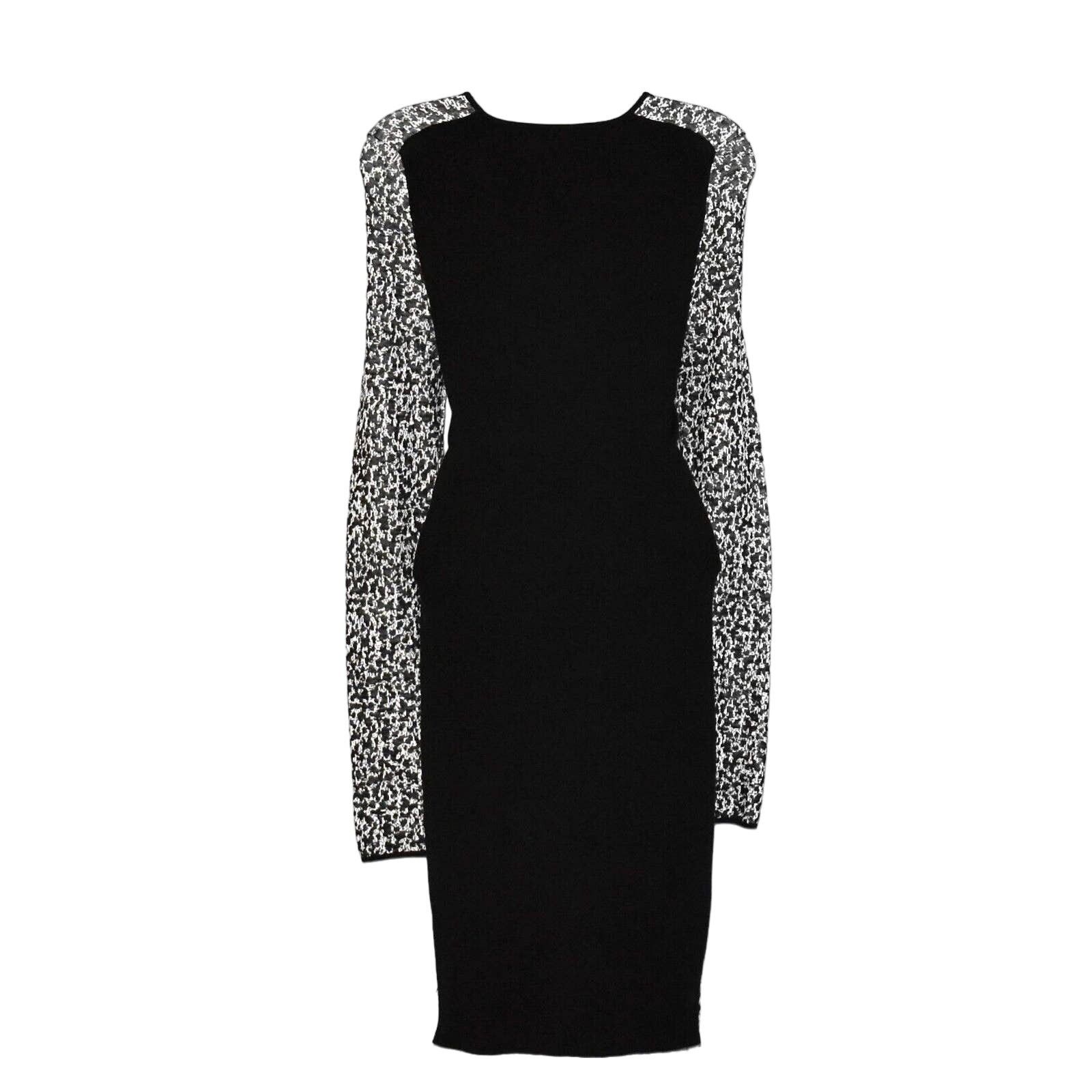 Burberry BURBERRY LONDON Black White Knit Long Sleeve Dress Size M Size M / US 6-8 / IT 42-44 - 3 Thumbnail