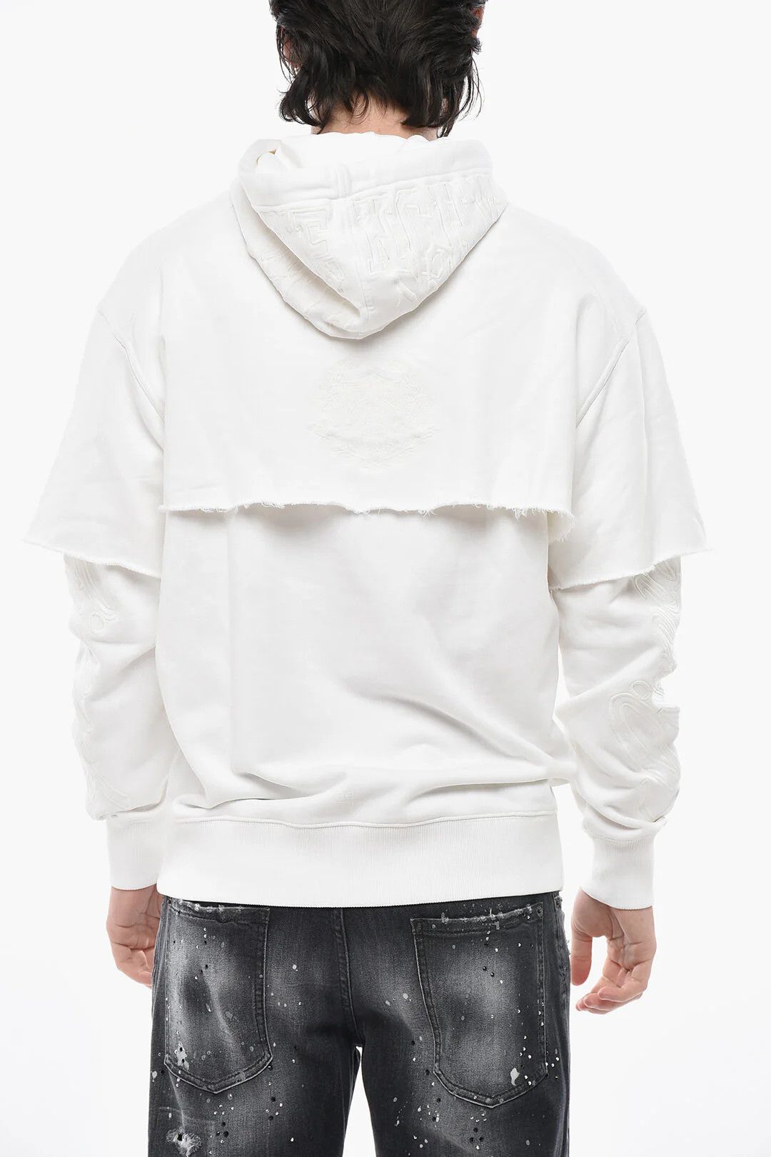 Givenchy og1mm0326 Double Fabric Embroidery Hoodie in White Size US XS / EU 42 / 0 - 2 Thumbnail