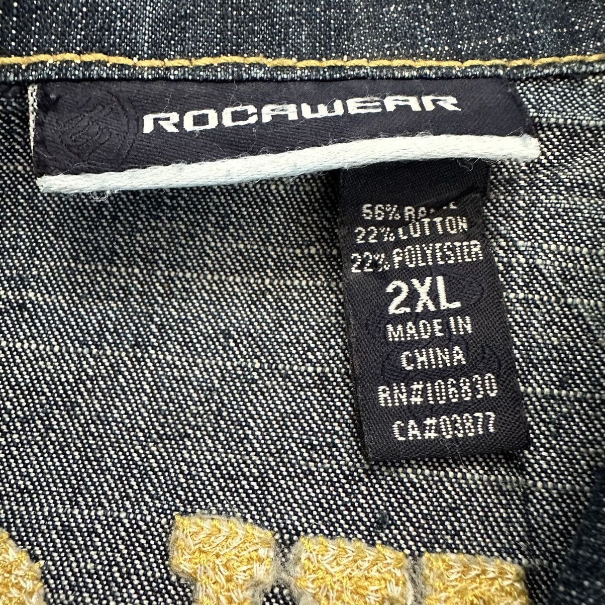Rocawear × Vintage Vintage Rocawear Denim Blue Jean Jacket Button Up Rap Jay Z Size US XXL / EU 58 / 5 - 6 Thumbnail