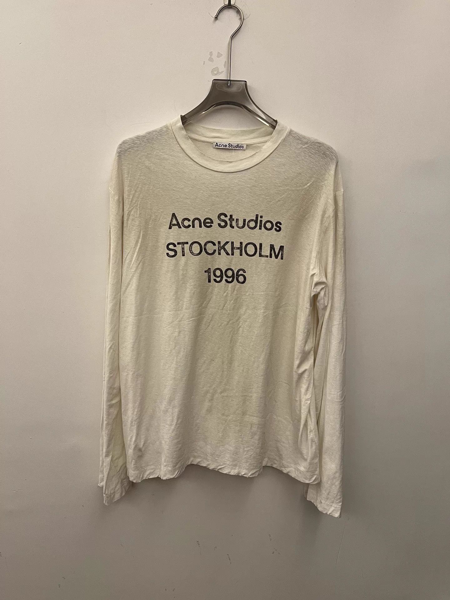 Acne Studios Acne SS23 1996 Vintage Logo LS Crew Neck Tee White S Unisex Size US S / EU 44-46 / 1 - 1 Thumbnail