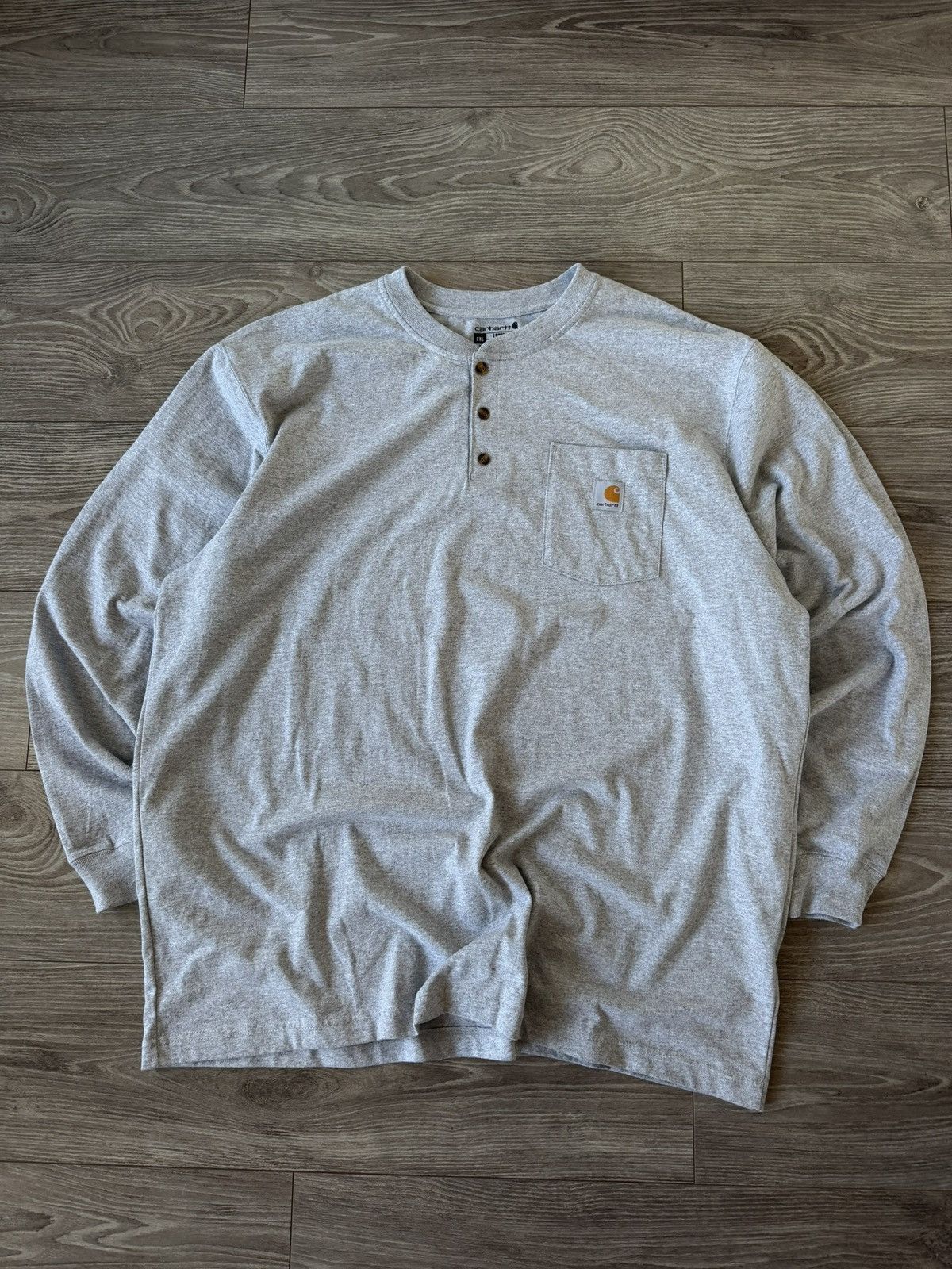 Carhartt ‼️Carhartt Box Logo Basic Oversize Long Sleeve Tee dril‼️ Size US XXL / EU 58 / 5 - 1 Thumbnail