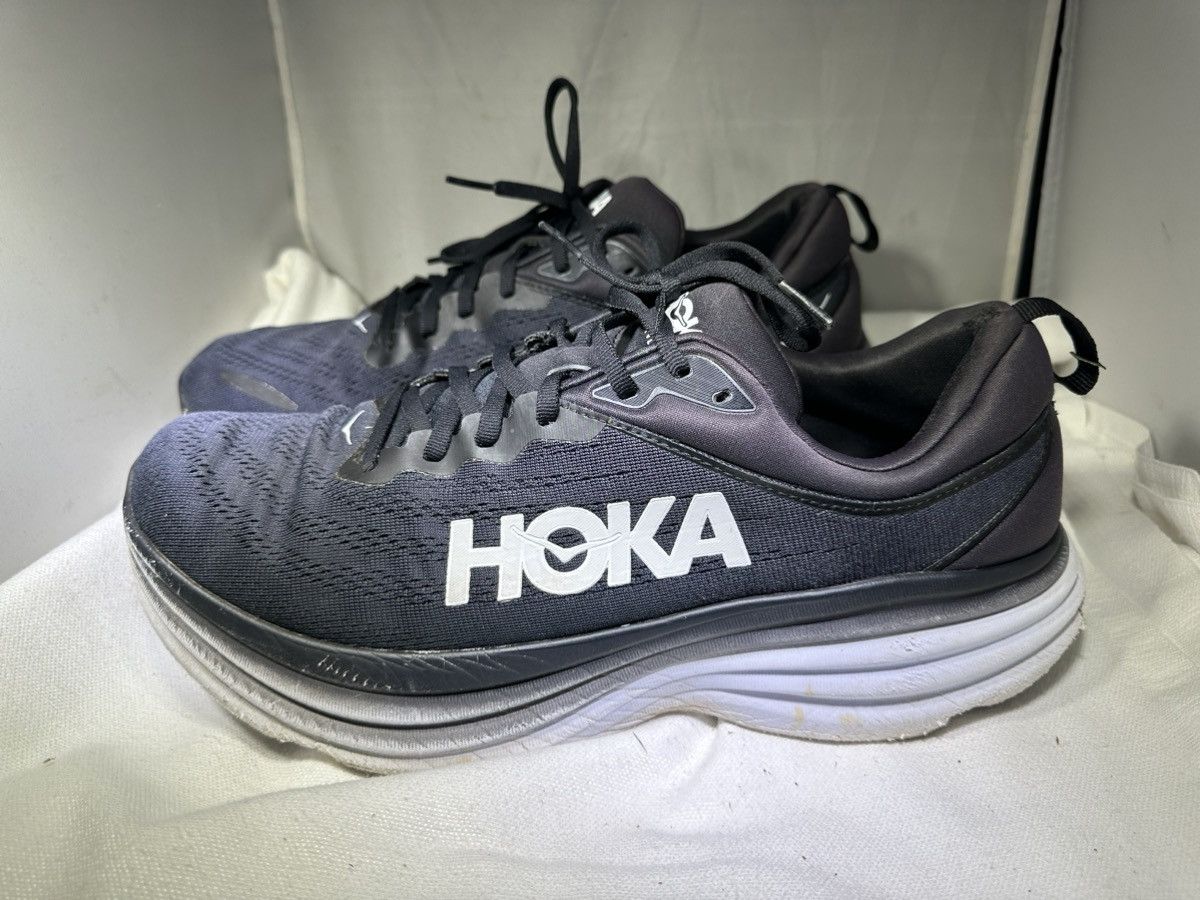 PreOwned Hoka One One Bondi 8 Black Sneaker Shoes Men's 12D