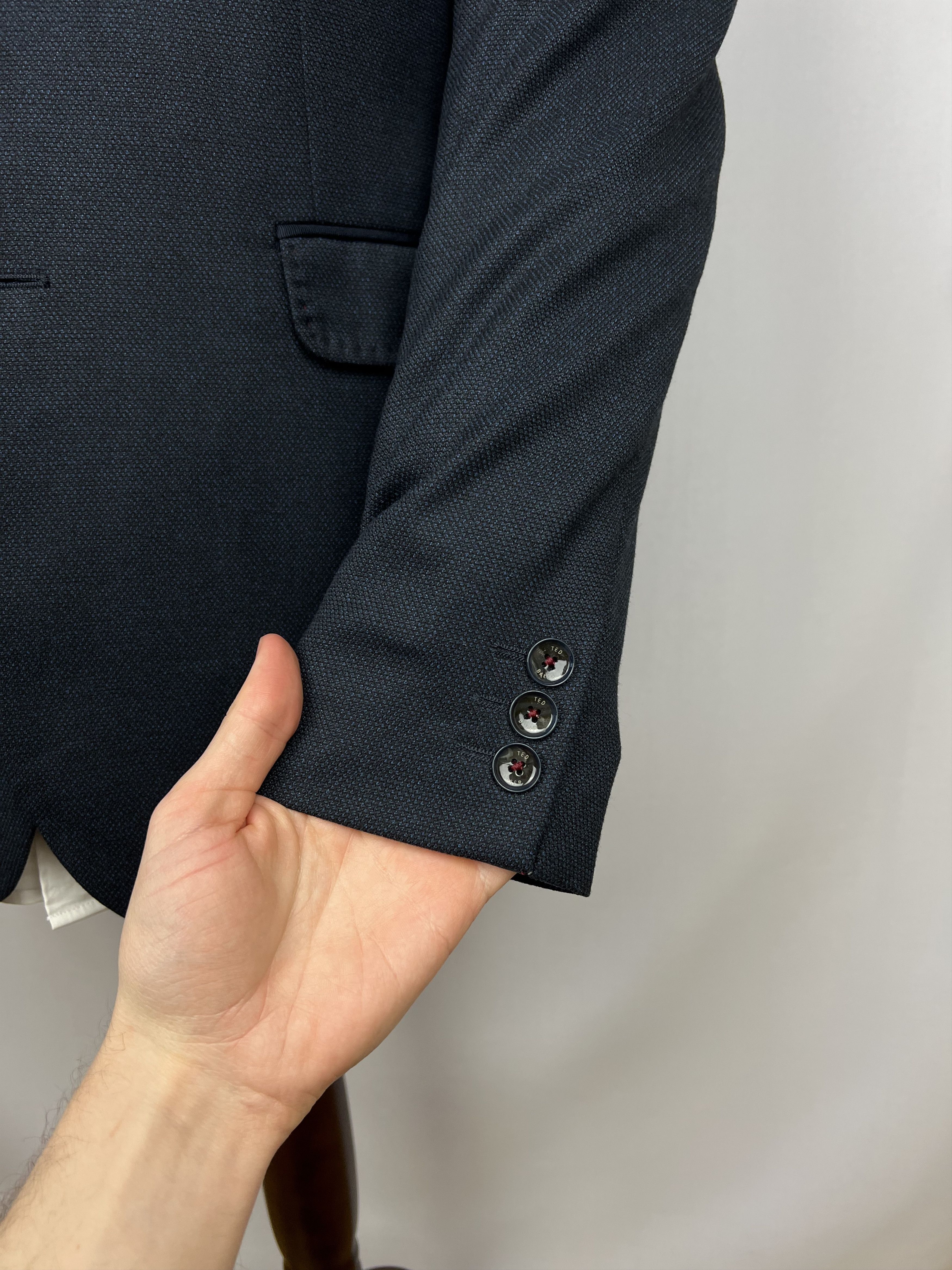 Ted Baker Solid Midnight-Blue Synthetic Blend Modern Sport Coat Size 40R - 8 Thumbnail