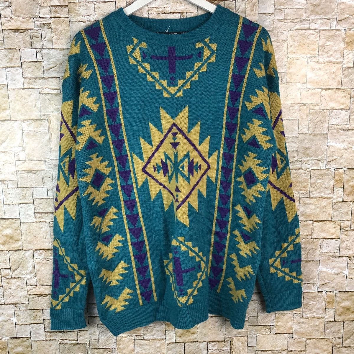 Japanese Brand Anap navajo art Blue sweatshirt Knitwear #A1092 Size US L / EU 52-54 / 3 - 3 Thumbnail