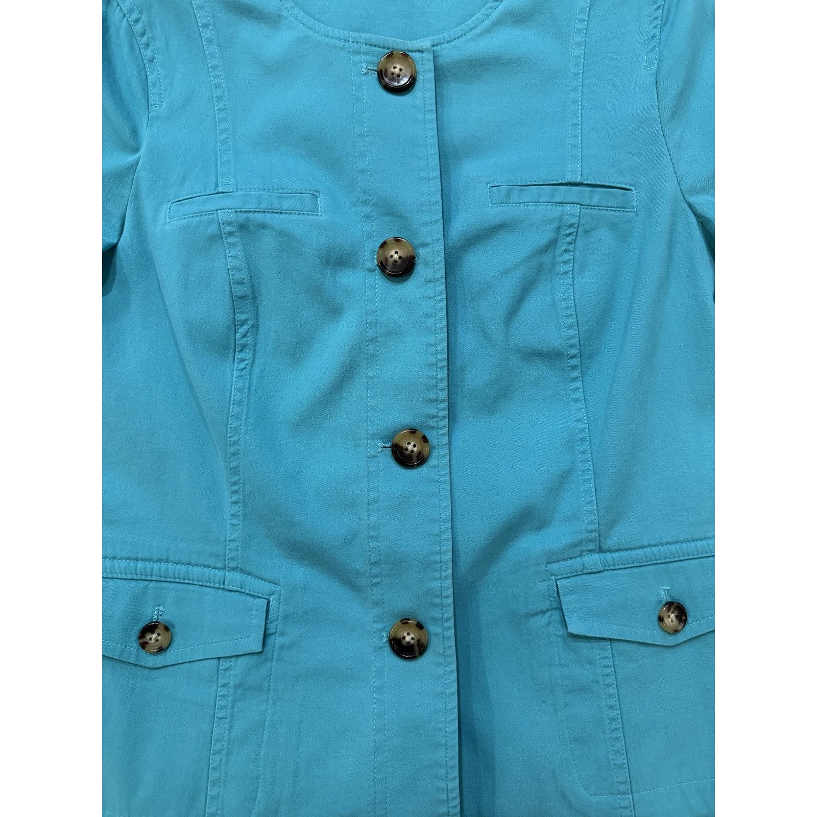& Other Stories Talbots Jacket Womens SM Teal Button Utility Chore Pockets Size S / US 4 / IT 40 - 3 Thumbnail