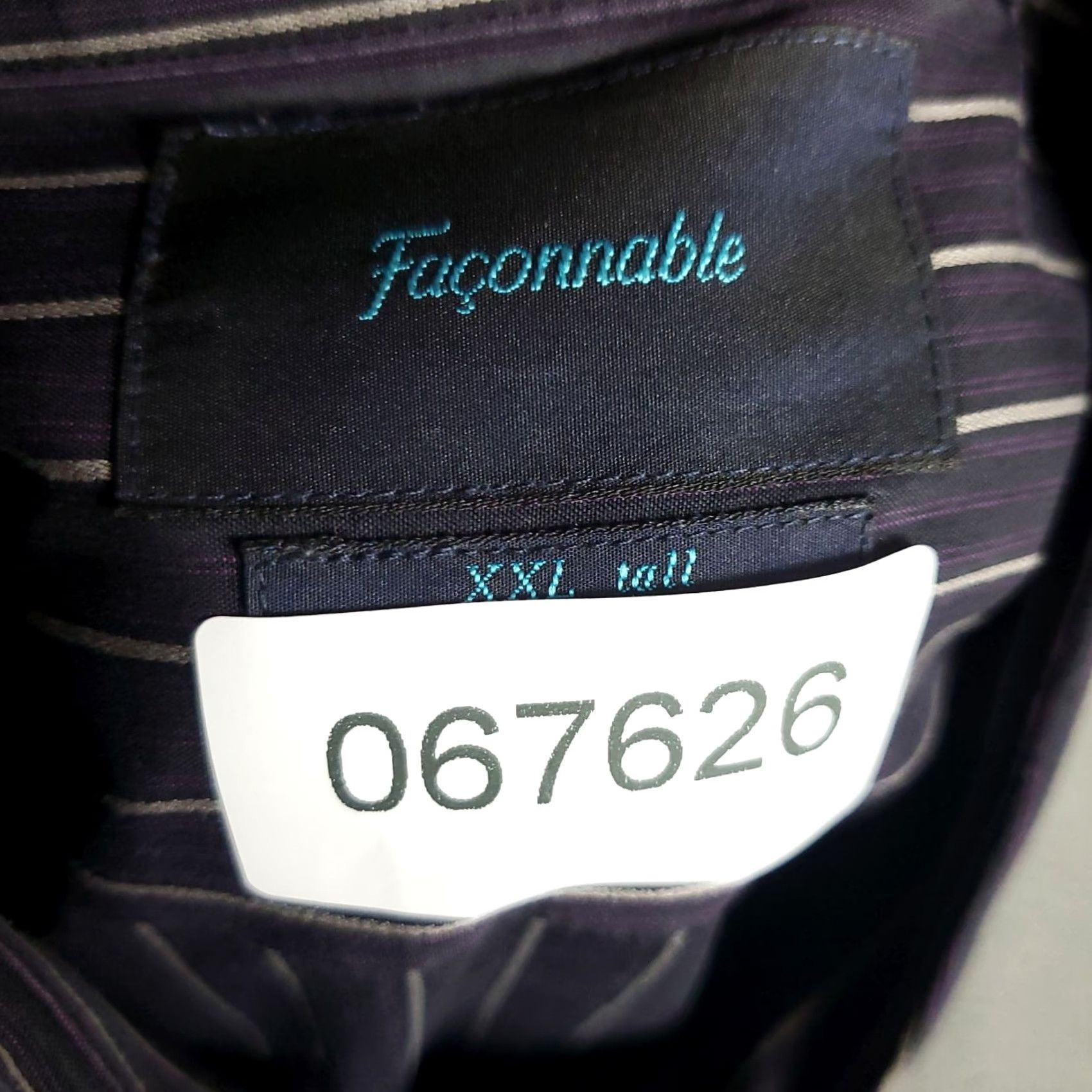 Faconnable Façonnable Shirt Mens 2XL Purple Striped Button-Up Long Sleeve Casual Business Formal Party/Cocktail Travel Workwear Mens Size US XXL / EU 58 / 5 - 7 Thumbnail