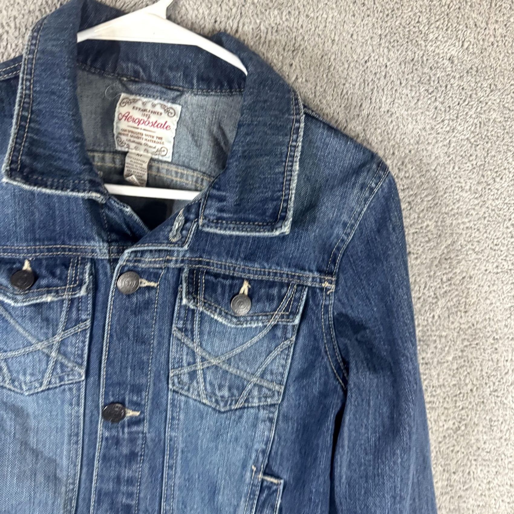 Aeropostale Aeropostale Denim Jacket Womens Medium Blue Button Front Pockets Jean Trucker Size 32" / US 10 / IT 46 - 4 Thumbnail