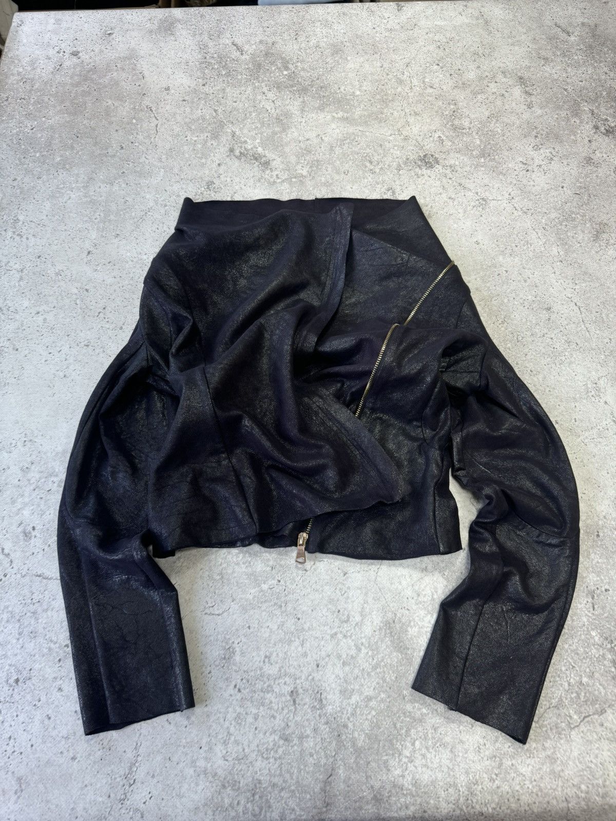Japanese Brand Vintage Faded Suede Big Neck Rick Owen’s Style Jacket Size US S / EU 44-46 / 1 - 2 Thumbnail