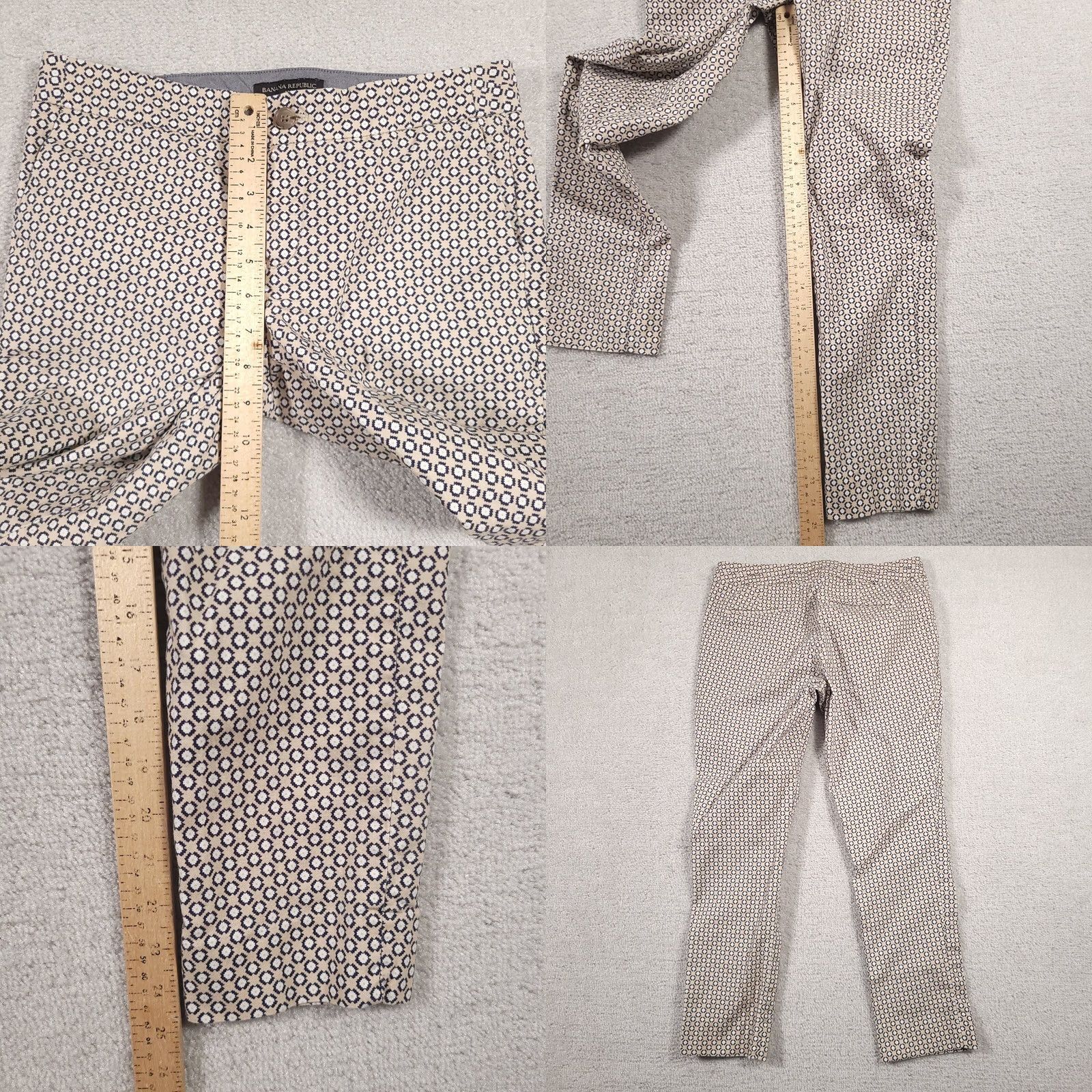 Banana Republic Banana Republic Hampton Fit Trouser Crop Stretch Women's Size 2 Geometric Beige Pants Size 26" / US 2 / IT 38 - 8 Thumbnail