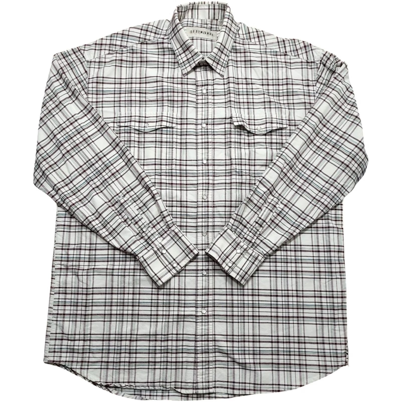Cody James Cody James Shirt Mens XLT Big & Tall White Plaid Long Sleeve Western Pearl Snap Size US XL / EU 56 / 4 - 2 Thumbnail