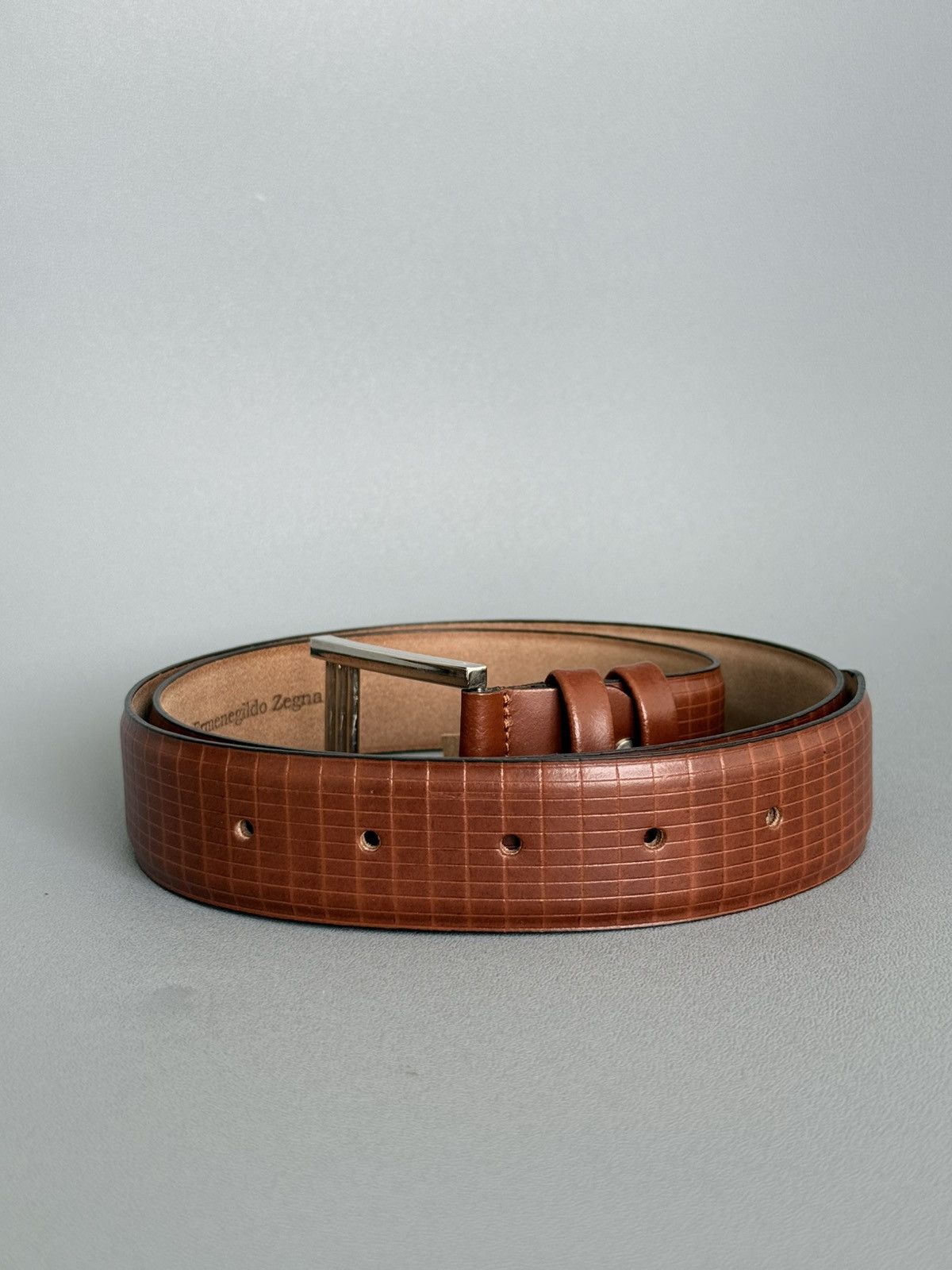 Ermenegildo Zegna Ermenegildo Zegna Brown Textured Leather Belt Buckle 95/110 Size ONE SIZE - 5 Thumbnail