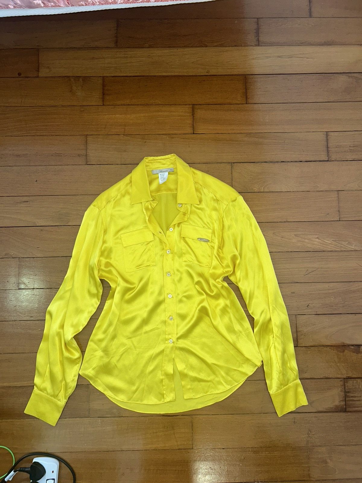 Blumarine Yellow satin silk bulmarine office button up Size M / US 6-8 / IT 42-44 - 7 Thumbnail