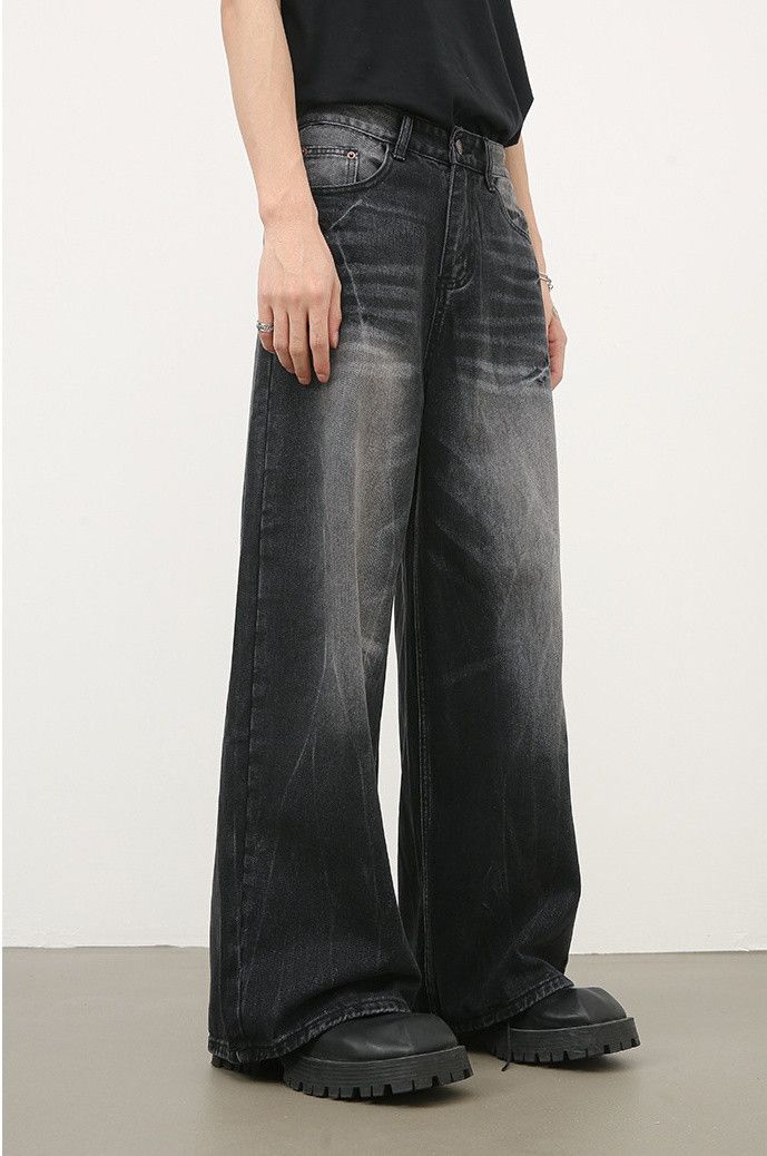 Designer × Japanese Brand Men's retro washed lightning pattern loose straight jeans Size US 32 / EU 48 - 2 Thumbnail