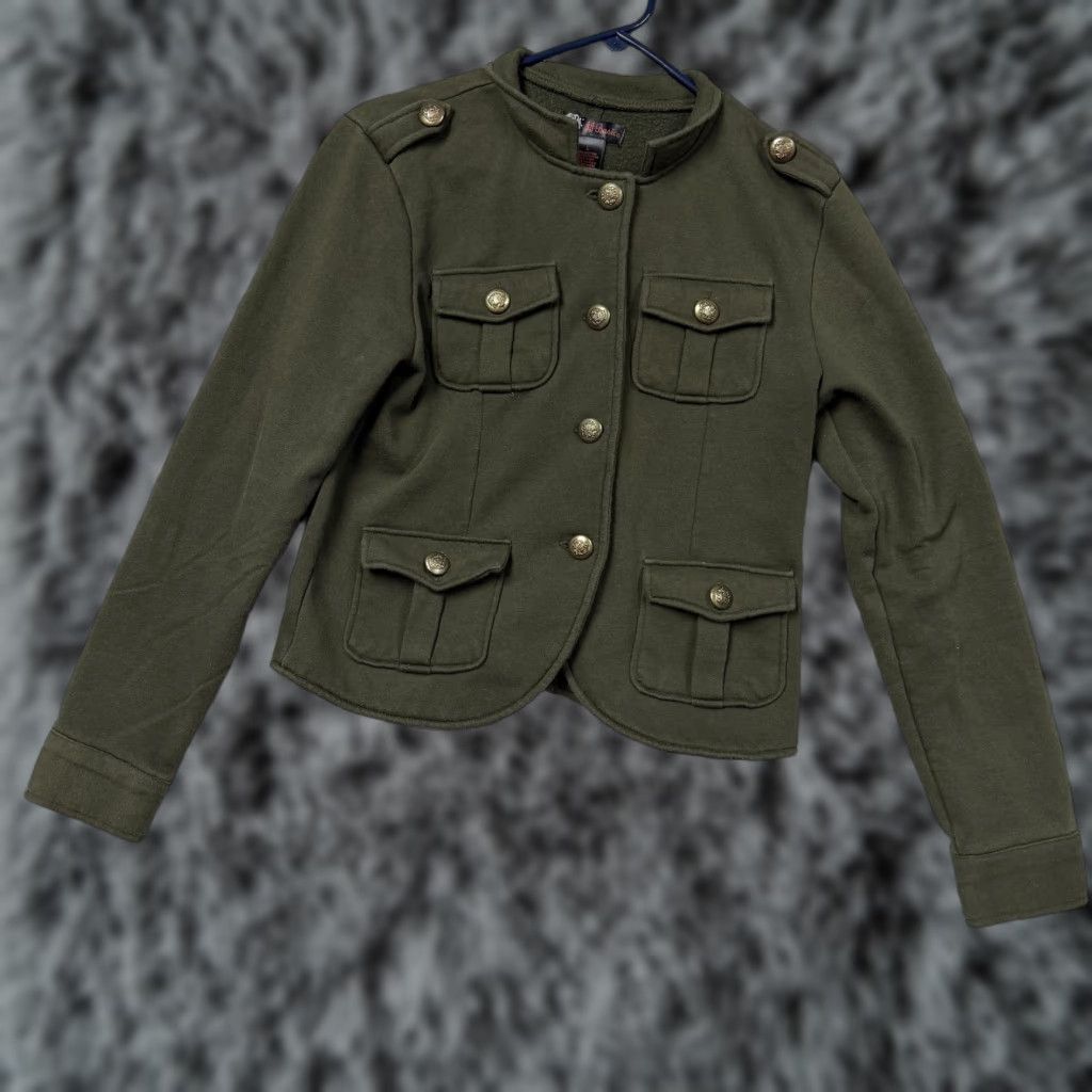 Vintage VINTAGE JJ Basics Jacket Green Military Fleece Buttons Pockets Army Chic Women L Size L / US 10 / IT 46 - 1 Thumbnail