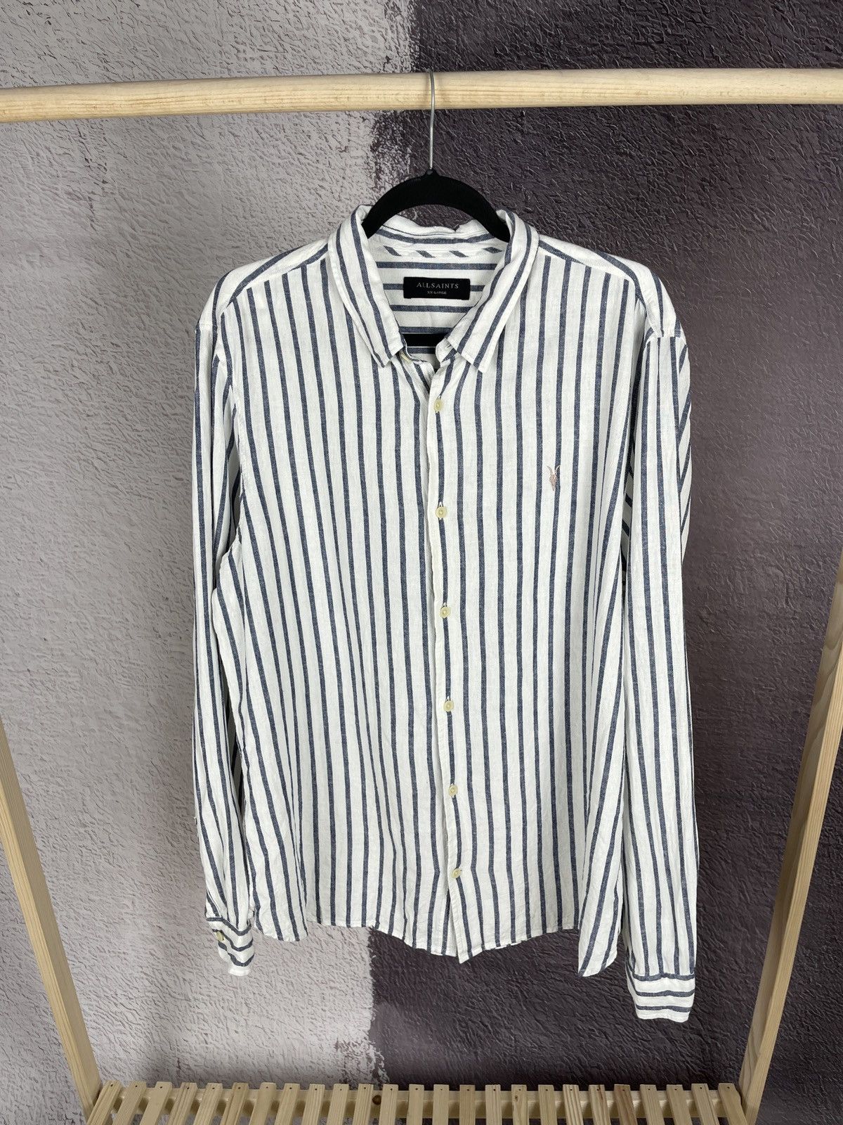 Allsaints Allsaints Dedham long sleeve striped shirt linen blend Size US XXL / EU 58 / 5 - 2 Thumbnail