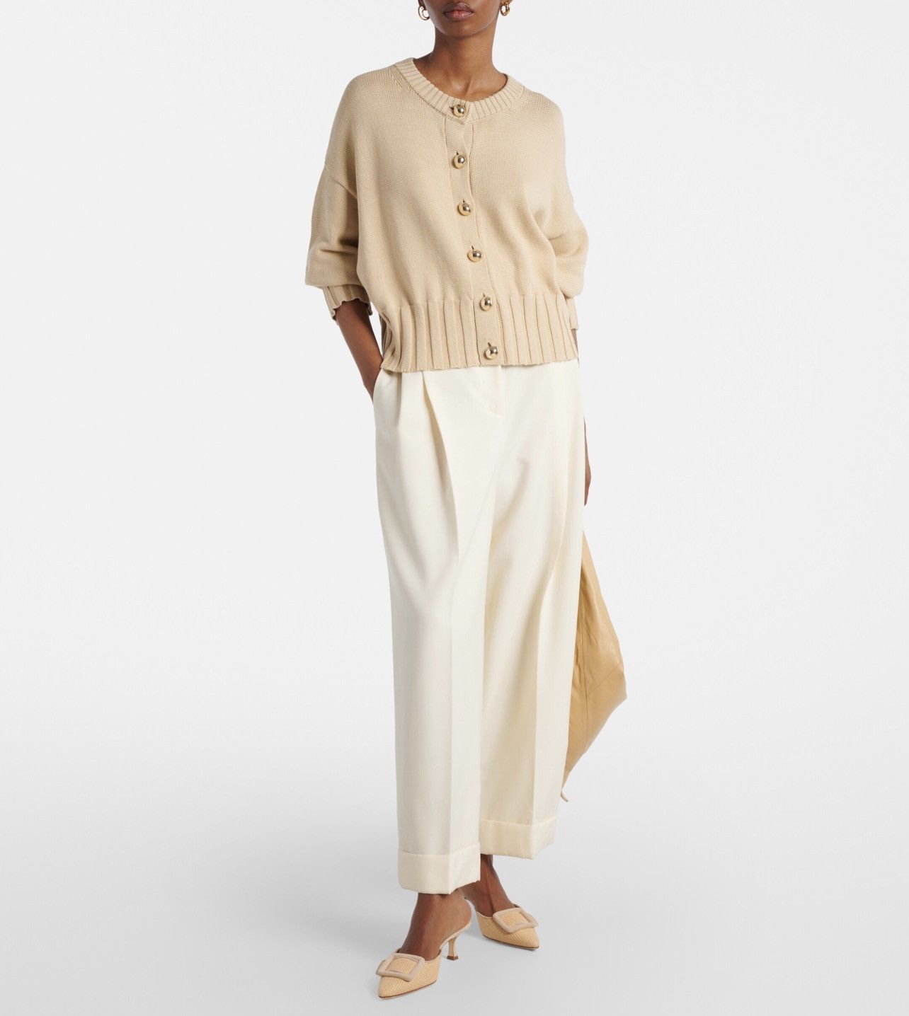 Altuzarra Altuzarra Natural Cotton And Silk-Blend Cardigan size L Size L / US 10 / IT 46 - 4 Thumbnail