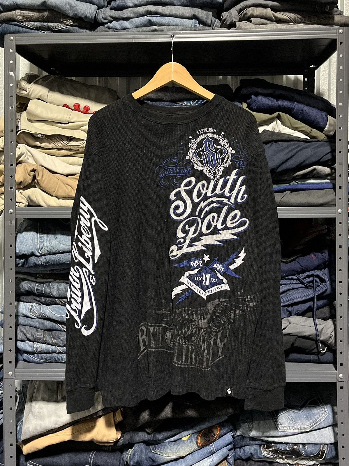 CRAZY Y2K SOUTHPOLE GRUNGE SKATER GOTH THERMAL LONGSLEEVE