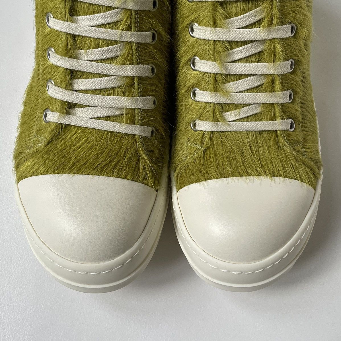 Rick Owens A/W 23 Acid Green Pony Hair Ramones Size US 10 / EU 43 - 8 Thumbnail