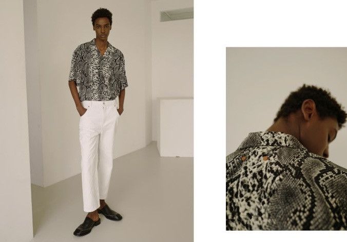 Andersson Bell Andersson Bell Muir Python Print Open Collar Shirt IVORY/BLK Size US L / EU 52-54 / 3 - 9 Thumbnail