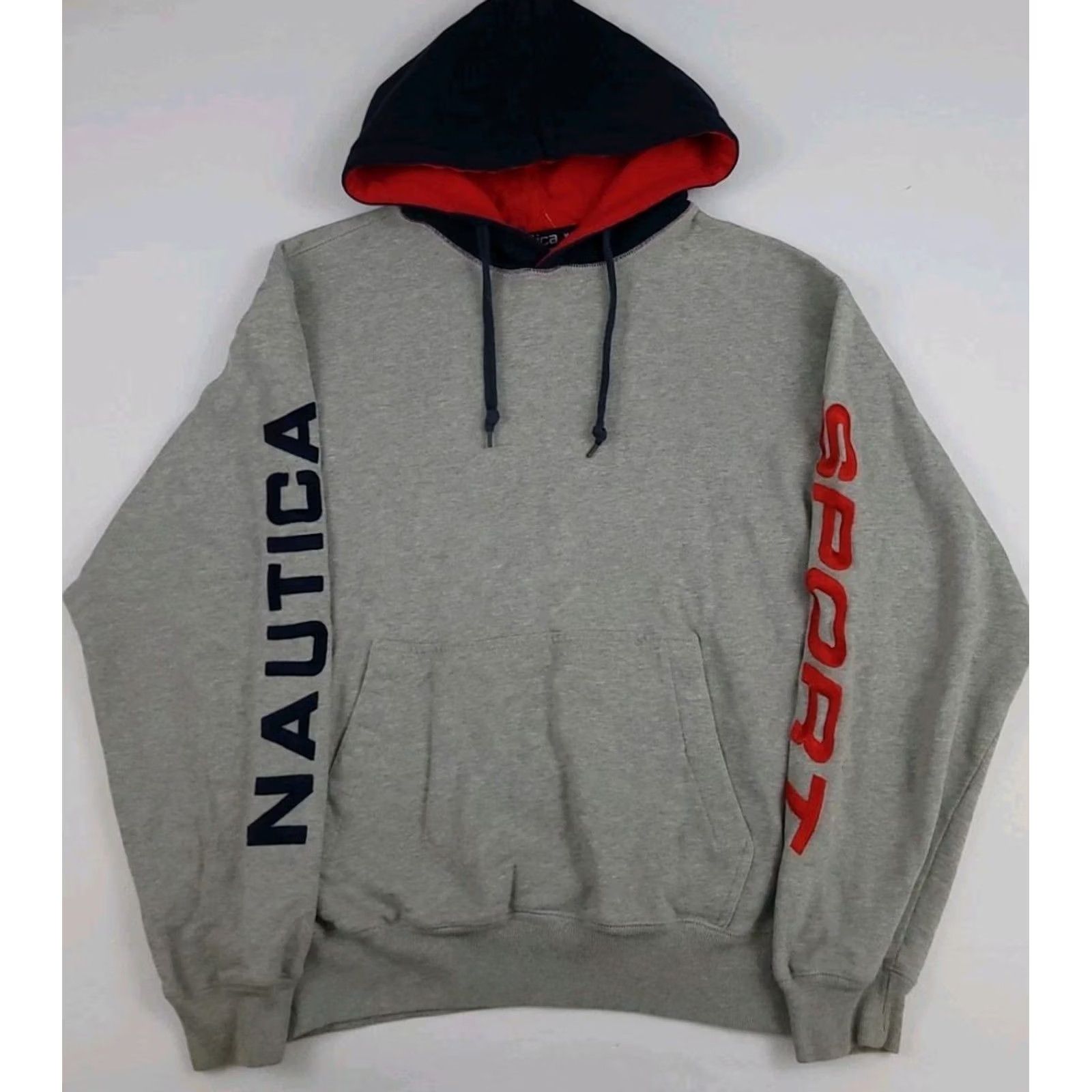 Nautica VINTAGE Nautica Hoodie Sport Grey Navy Embroidered Crew Neck M Men 90s Sail Tech Spellout Size US M / EU 48-50 / 2 - 2 Thumbnail