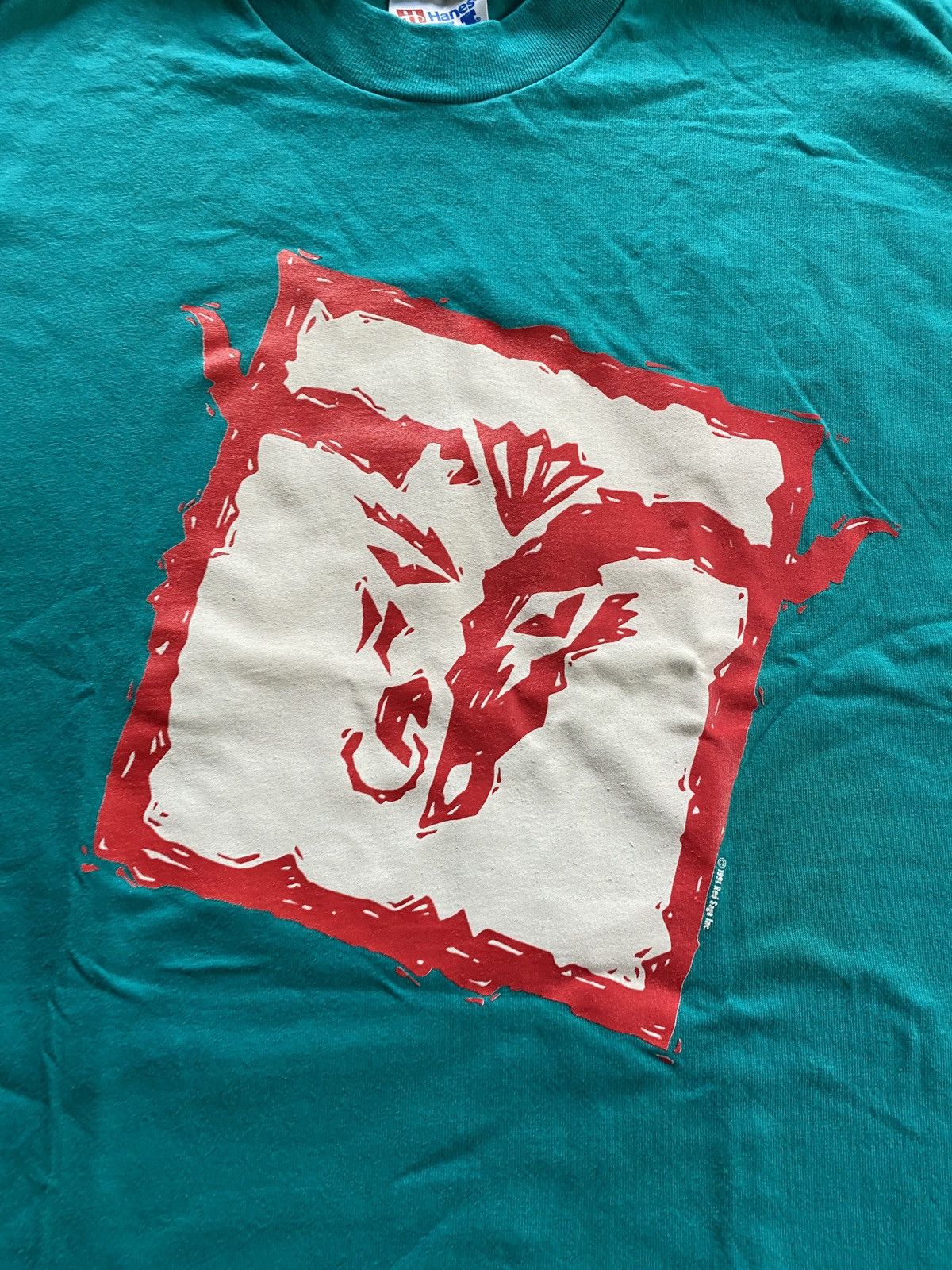 Hanes × Vintage Vintage ‘91 Red Sage Bull Skull Turquoise Single Stitch Tee Size US L / EU 52-54 / 3 - 3 Thumbnail