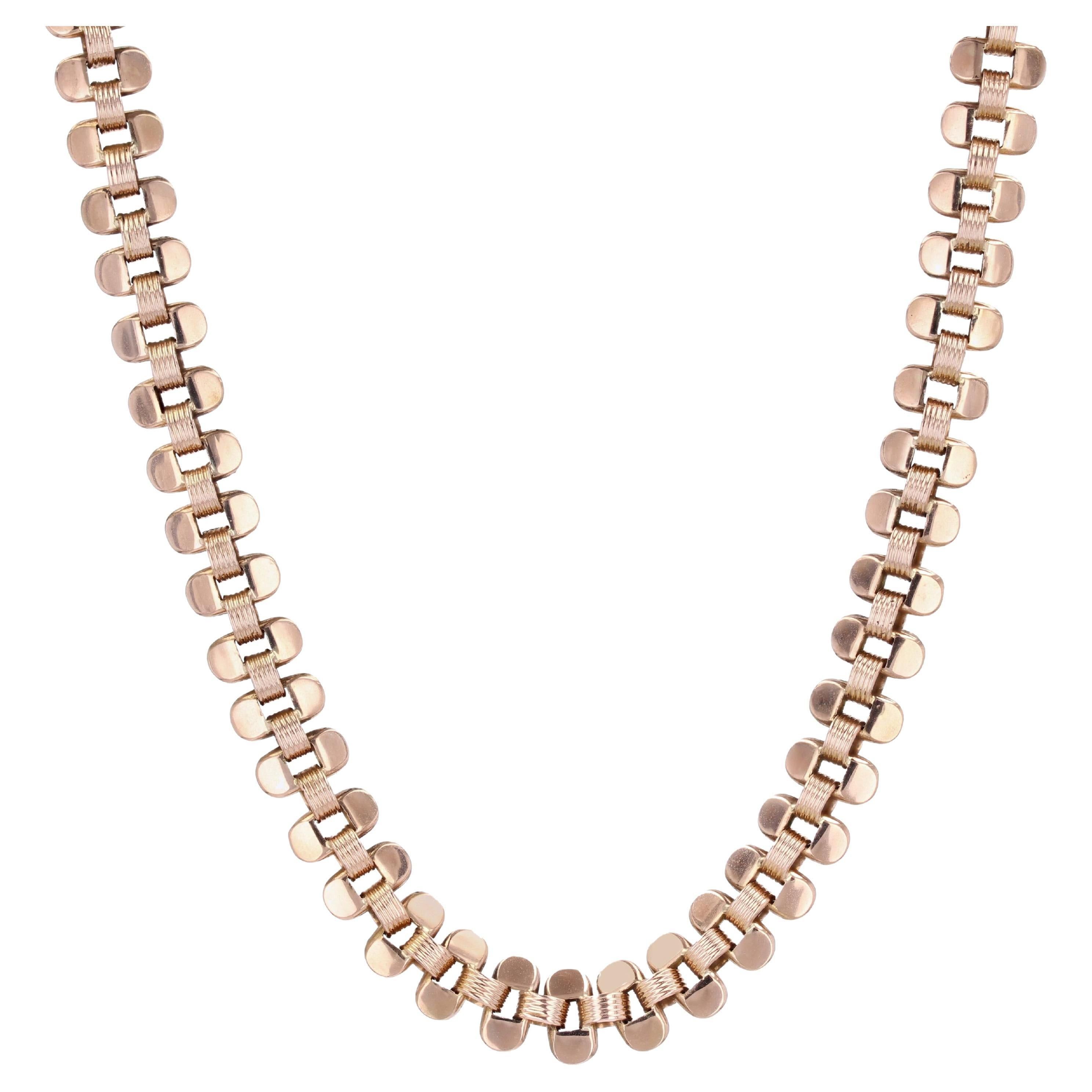 image of Vintage 20Th Century 18 Karat Rose Gold Choker Chain Necklace, Women's