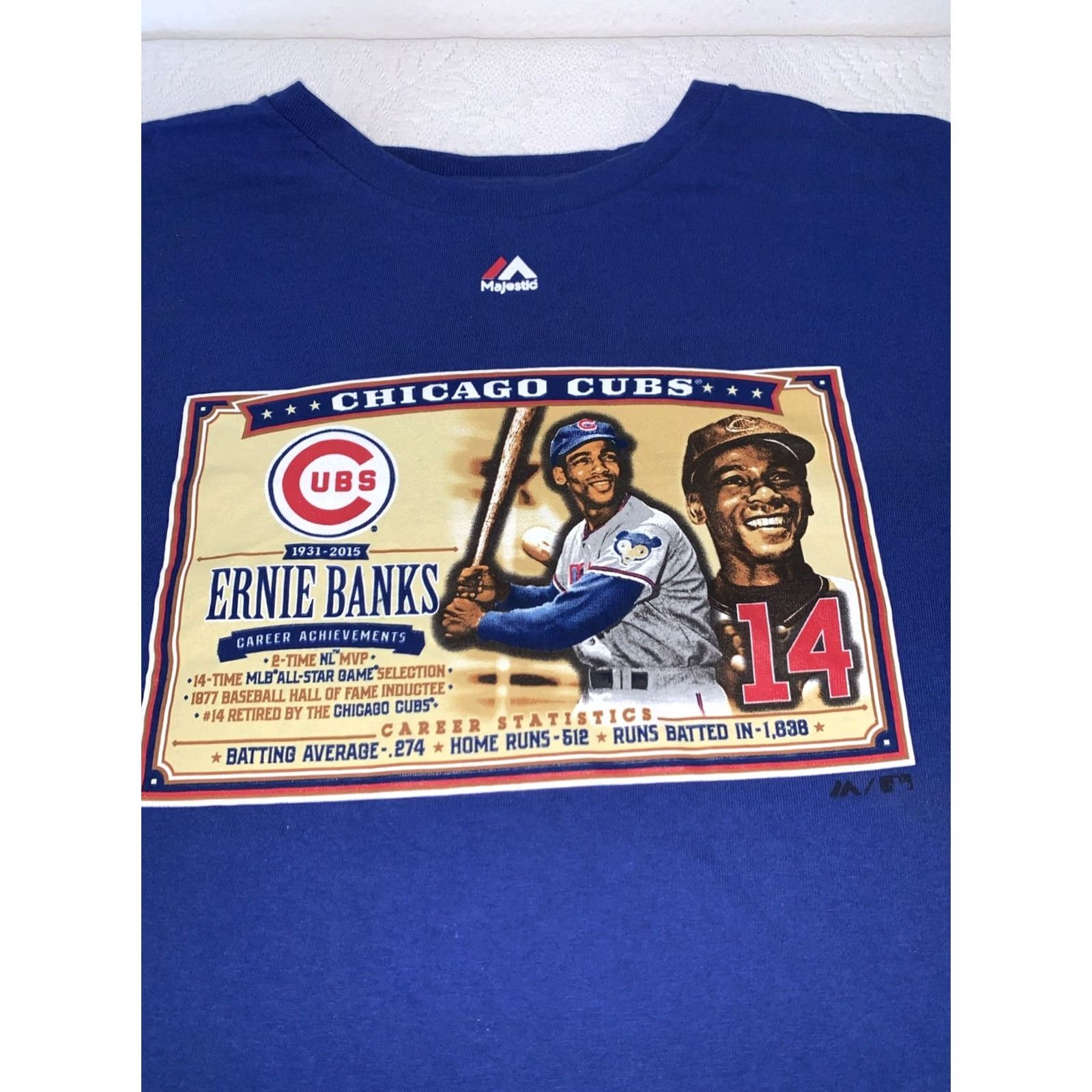 Vintage Ernie Banks Career Chicago Cubs 2XL #14 T-Shirt Majestic Blue Size US XXL / EU 58 / 5 - 2 Thumbnail