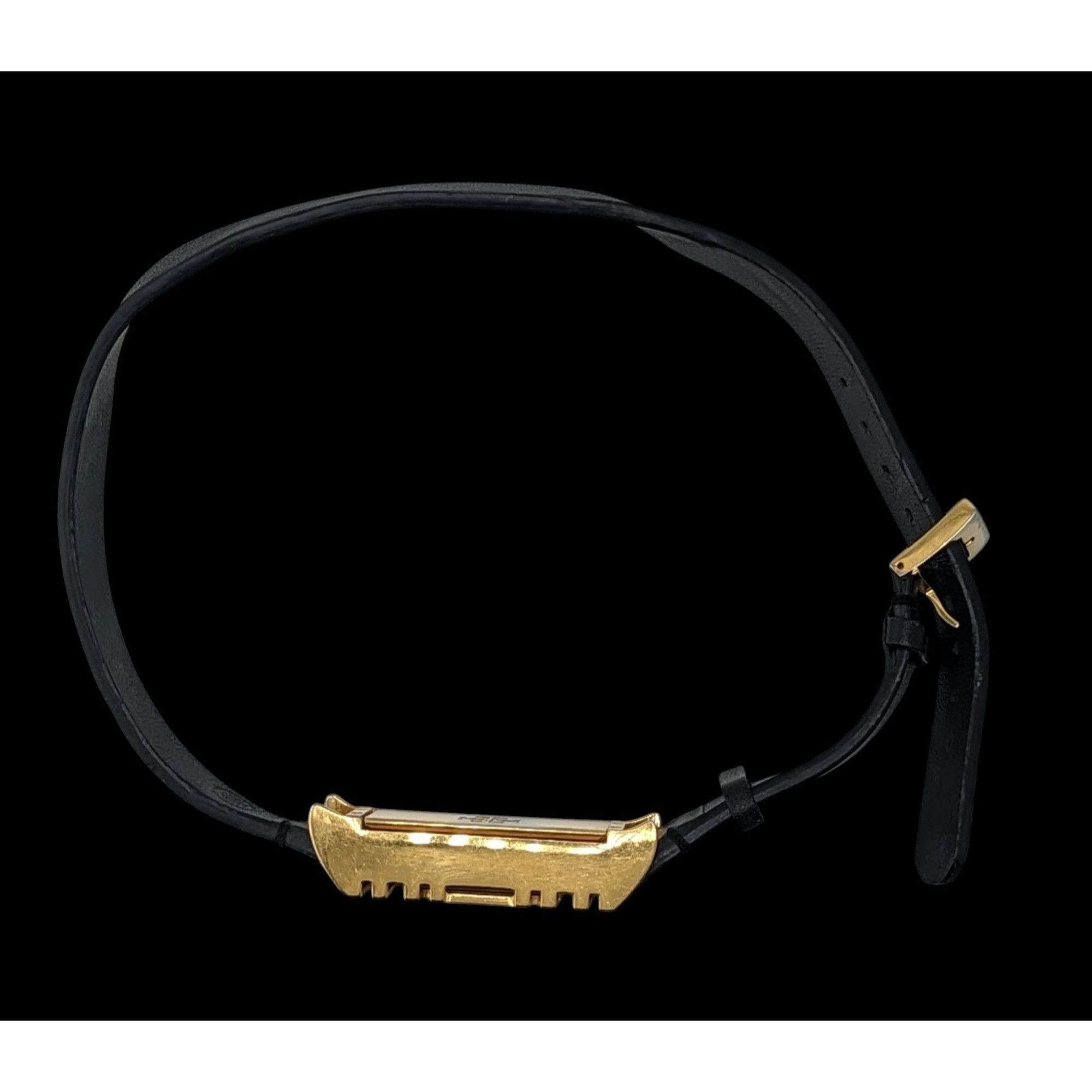 Tory Burch Tory Burch Gold Tone & Black Leather Fitbit Holder Wrap Brac Size ONE SIZE - 2 Thumbnail