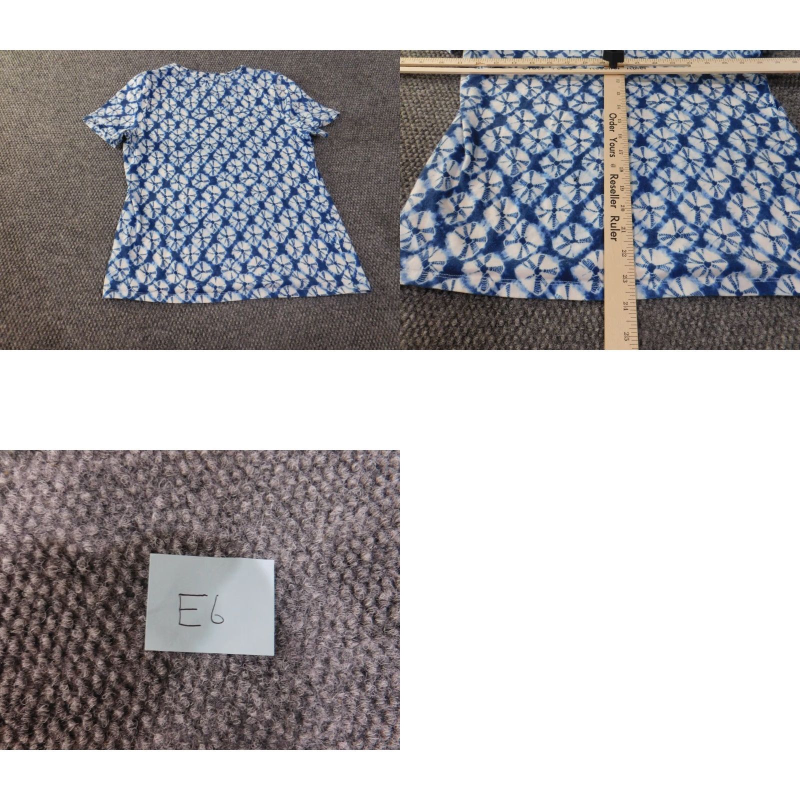 Talbots Talbots Blouse Shirt Casual Womens Cotton Spandex Geometric Short Sleeve Blue Large Round Neck Pullover Classic Stretch Size L / US 10 / IT 46 - 8 Thumbnail