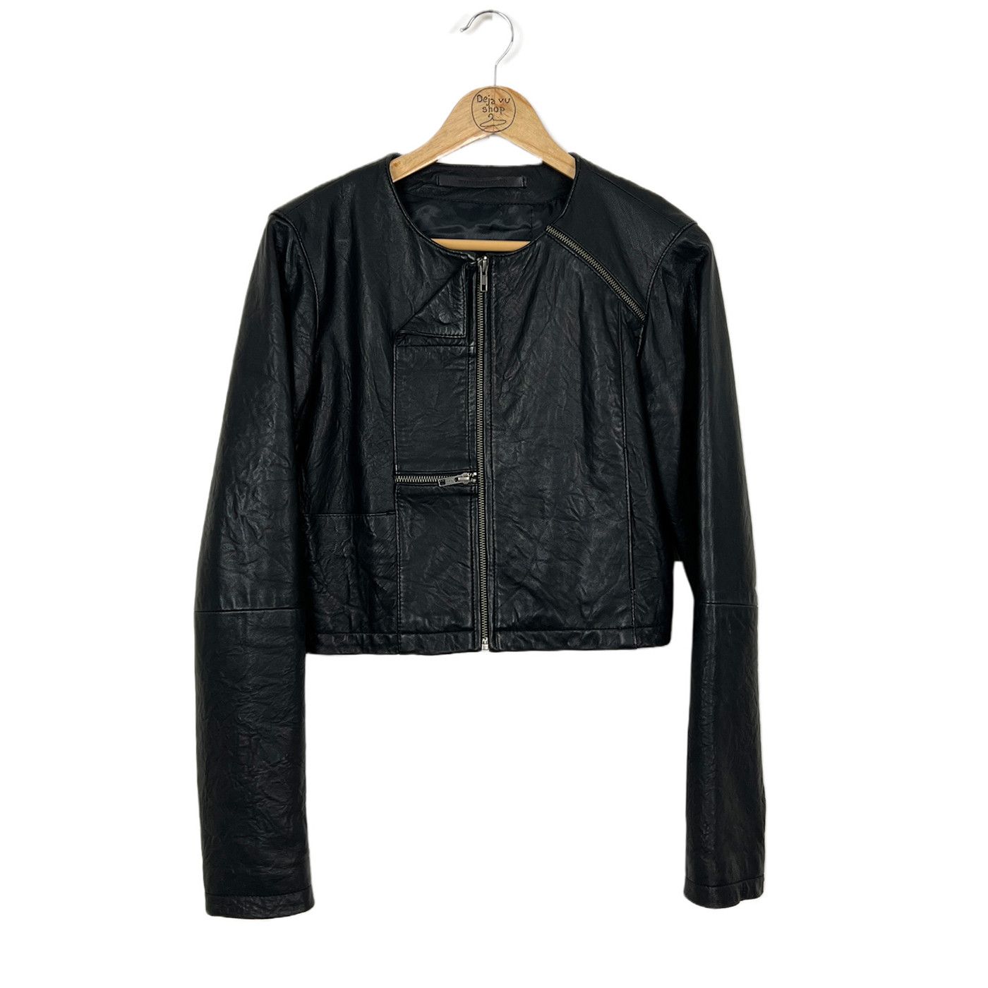 image of Won Hundred Leather Biker Jacket Size 38 in Black, Women's