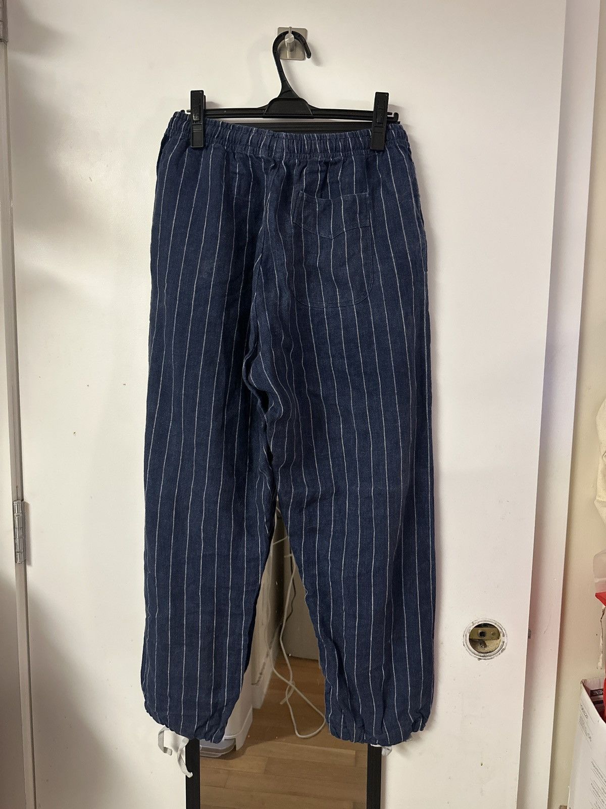 L.E.J London L.E.J Navy Stripe ORGANIC LINEN ELASTICATED WAIST Size US 32 / EU 48 - 2 Thumbnail