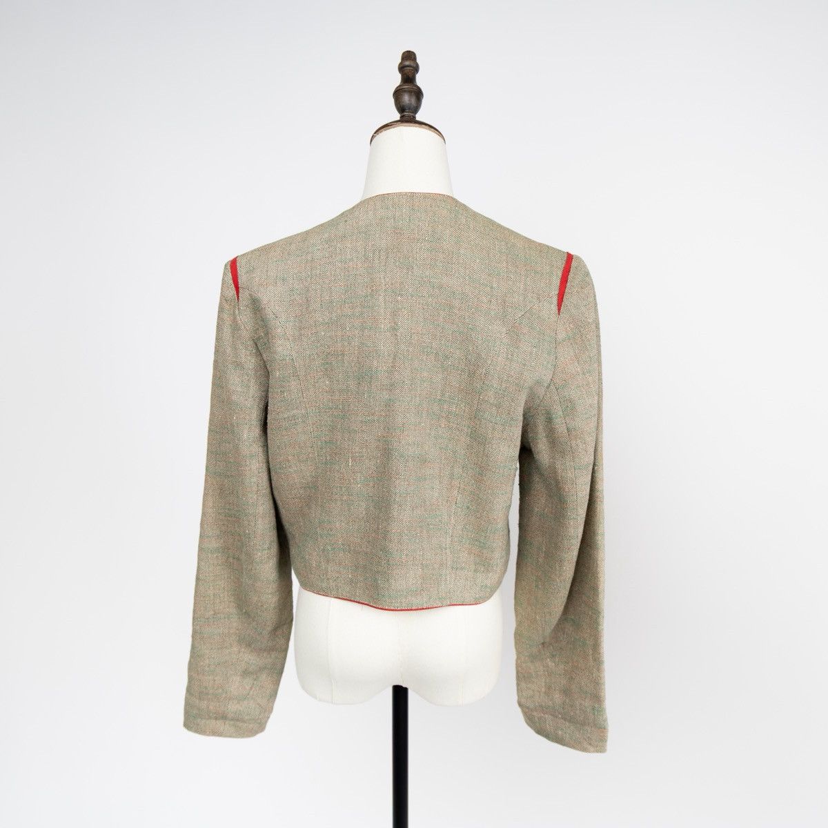 Vintage Wenger Women Vintage Austrian Jacket Beige Linen Crop Blazer Size M / US 6-8 / IT 42-44 - 3 Thumbnail