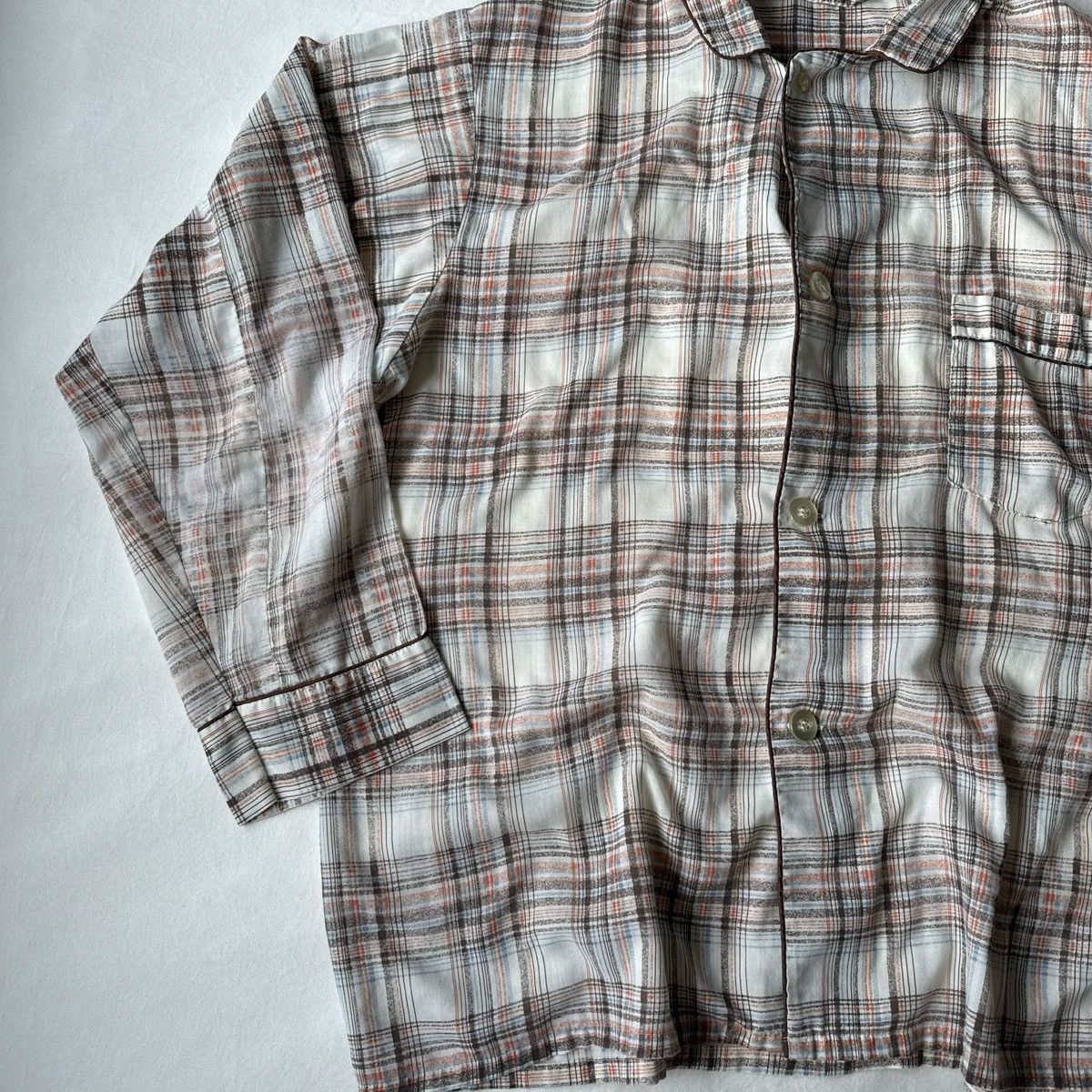 Vintage Vintage Plaid Button Shirt White & Brown Large L Size US L / EU 52-54 / 3 - 3 Thumbnail